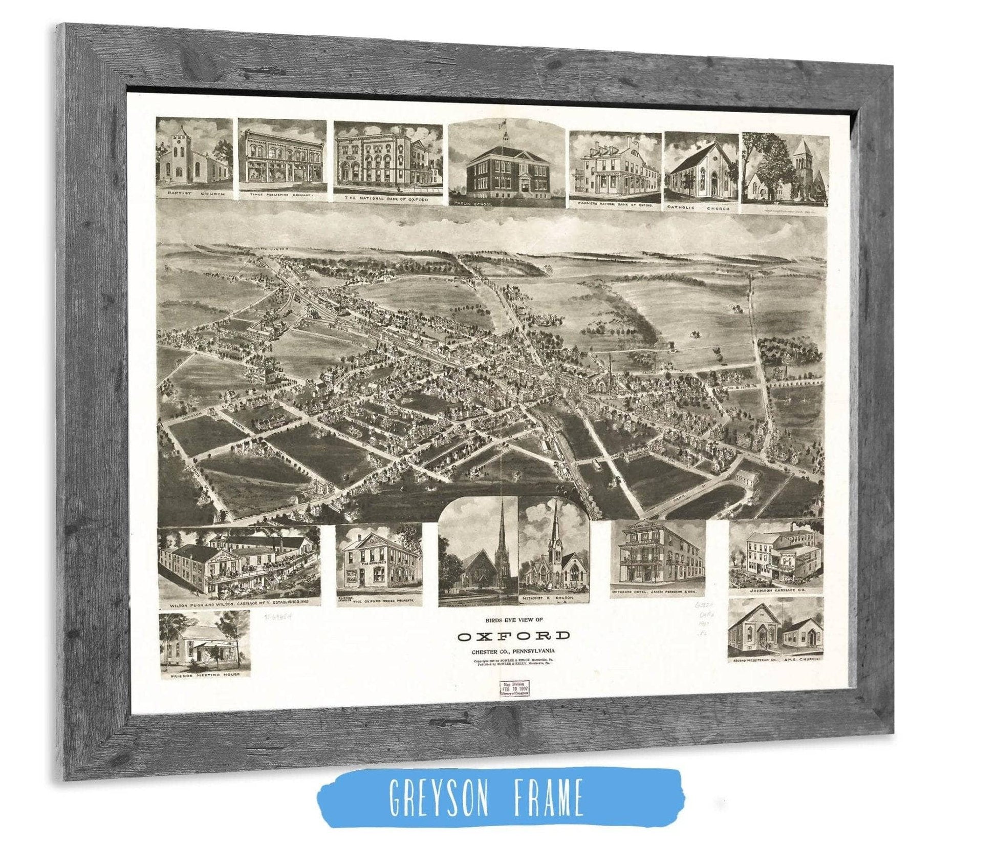 Birds Eye View Of Oxford Chester Co Pennsylvania State of Pennsylvania