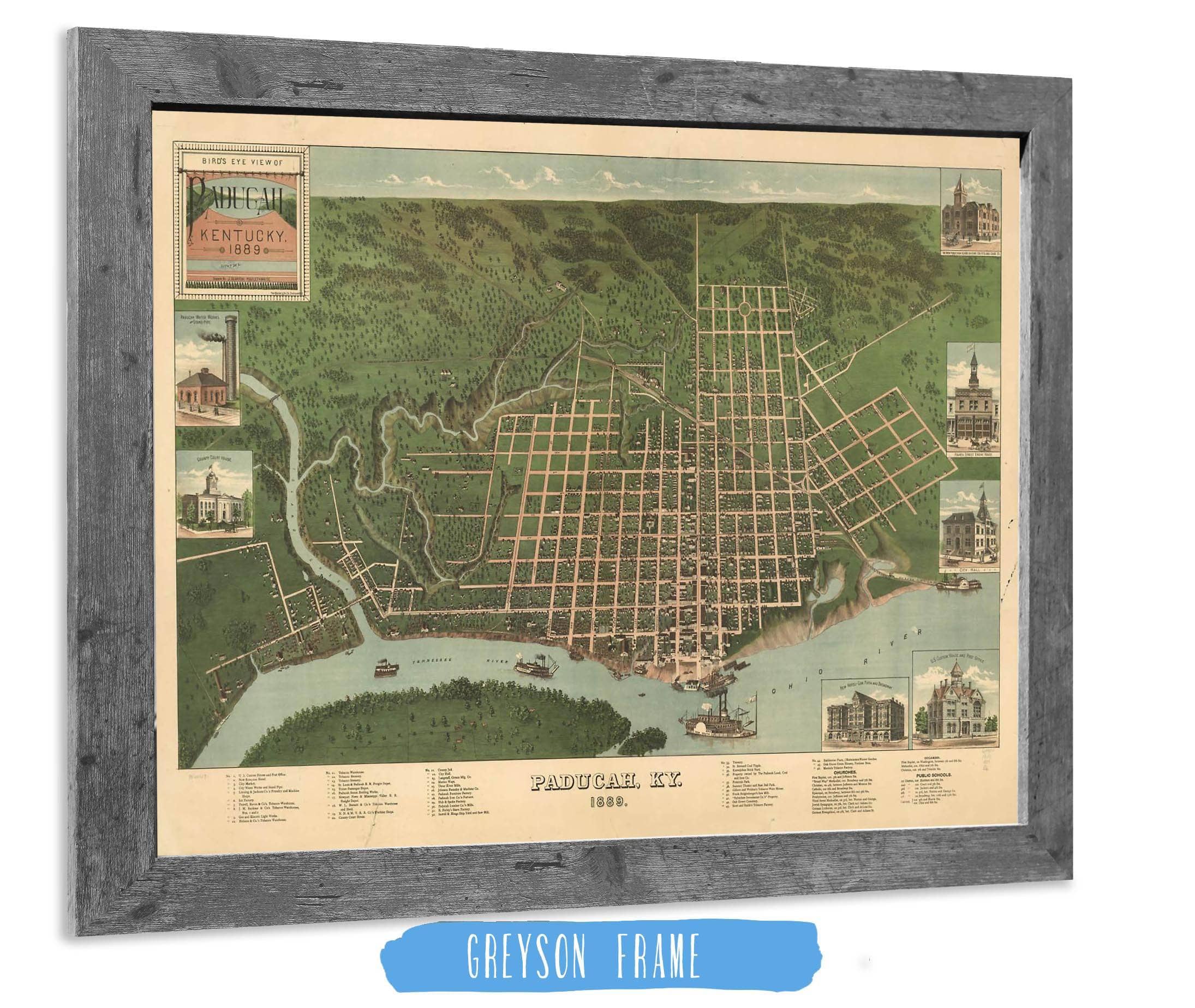 Birds Eye View Of Paducah Kentucky 1889 State of Kentucky