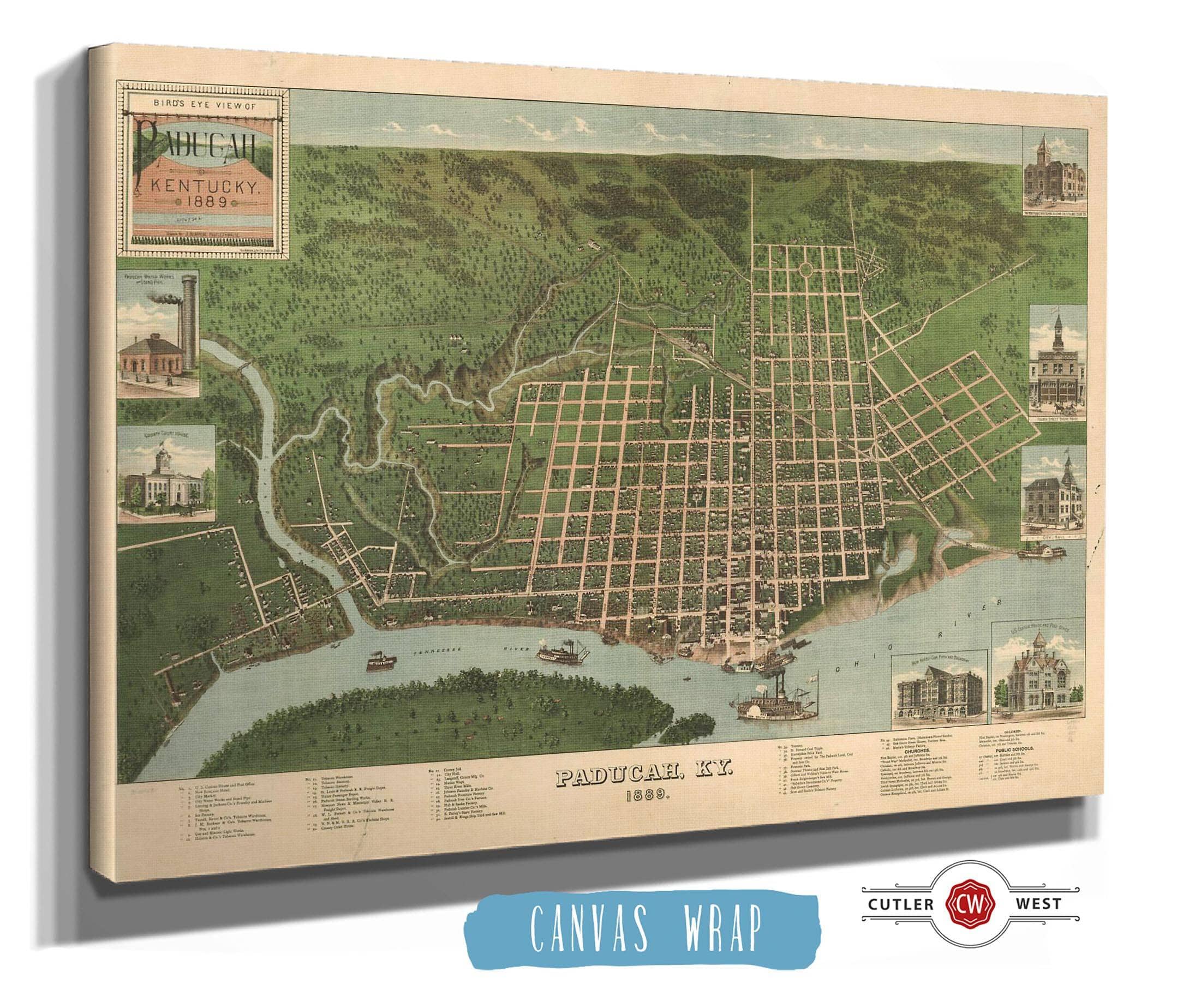 Birds Eye View Of Paducah Kentucky 1889 State of Kentucky