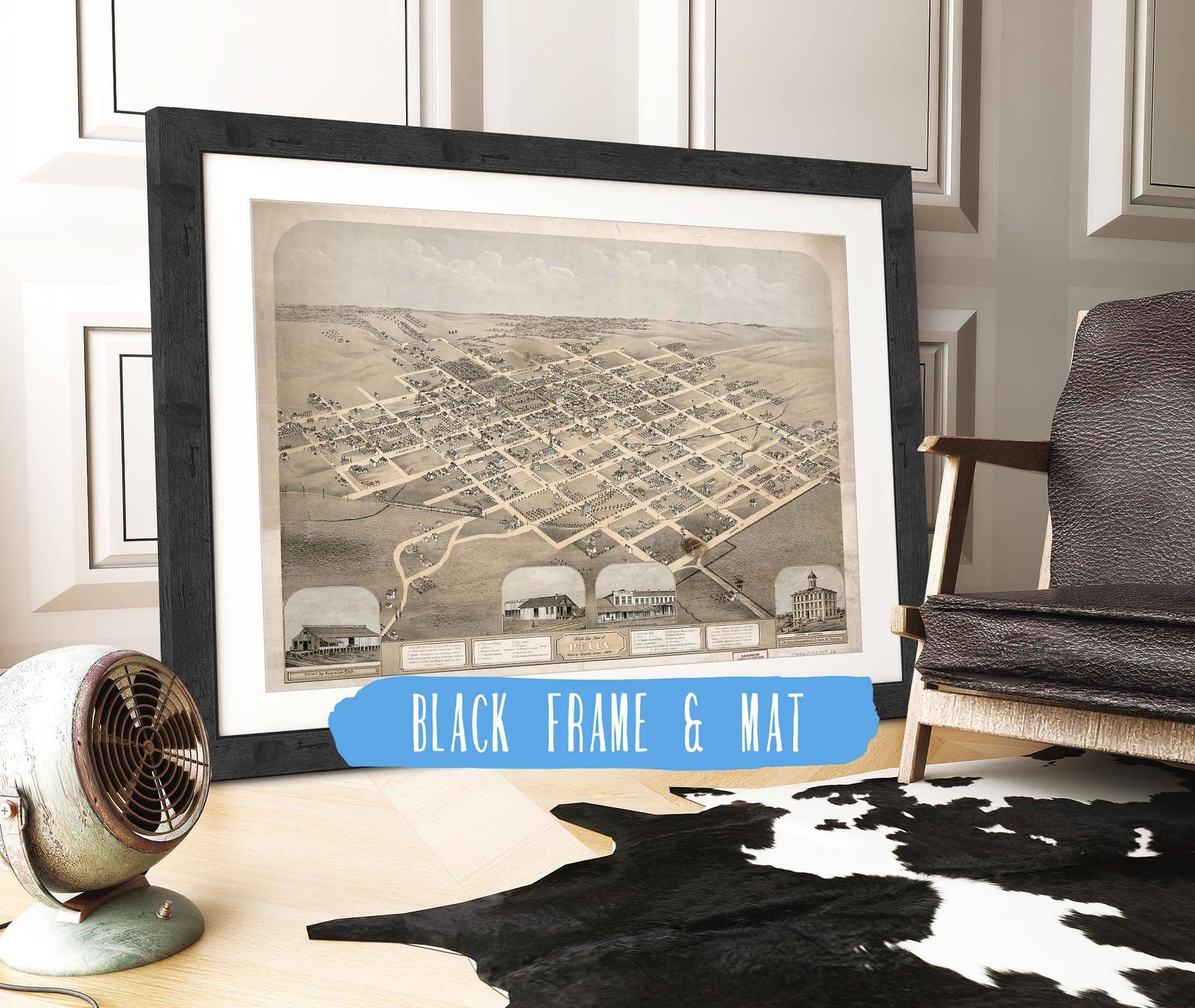 Birds Eye View Of Pella Marion County Iowa 1869 State of Iowa
