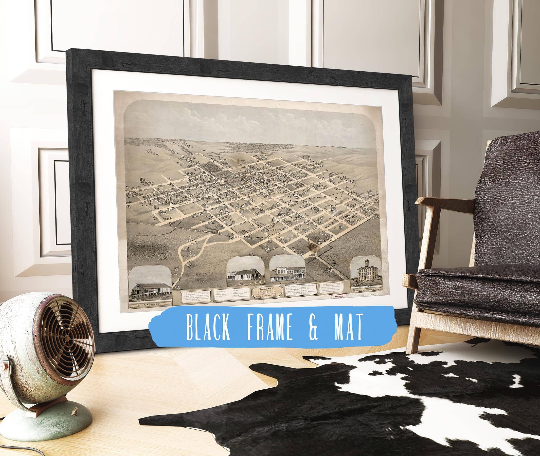 Birds Eye View Of Pella Marion County Iowa 1869 State of Iowa