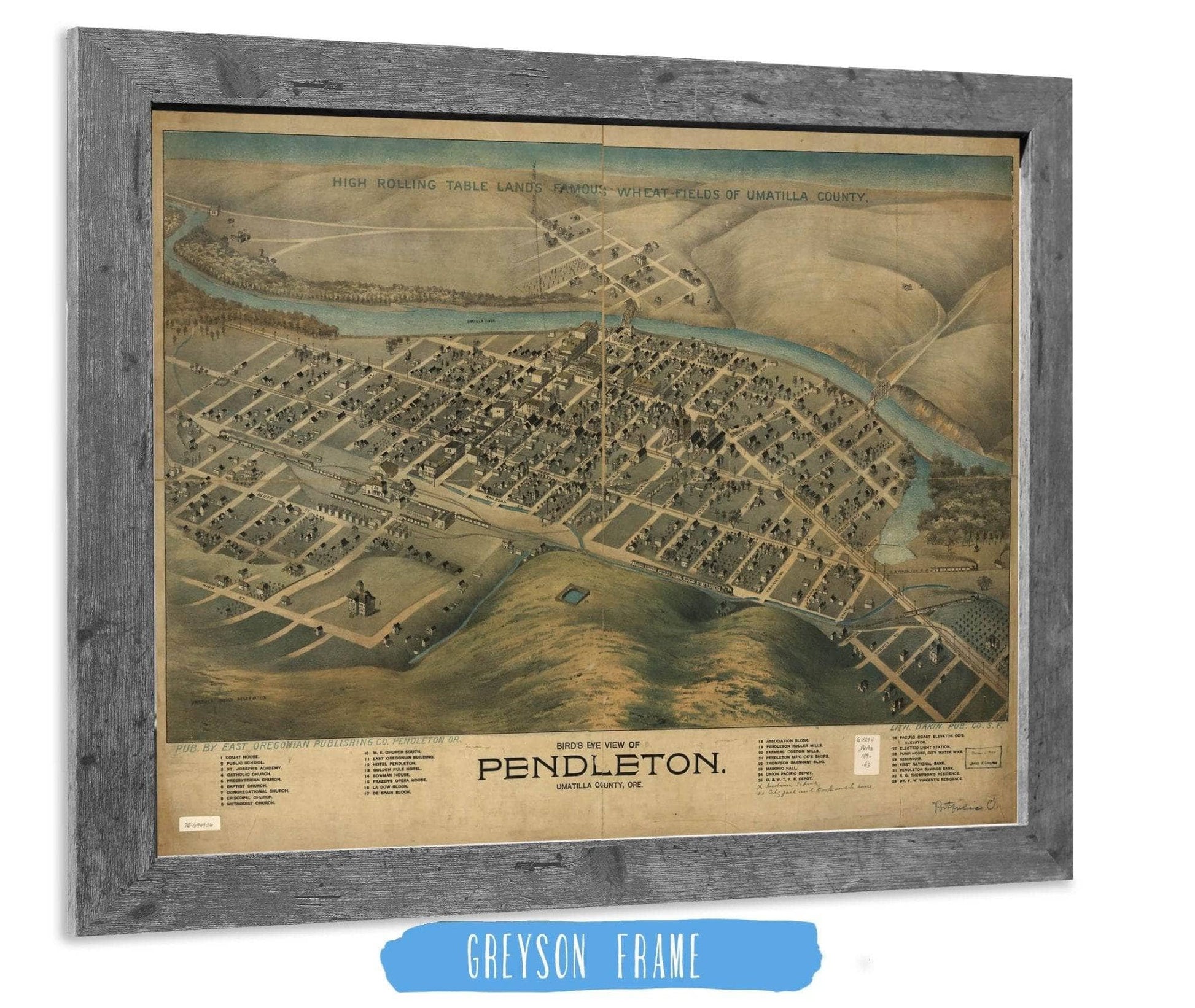 Birds Eye View Of Pendleton Umatilla County Ore State of Oregon