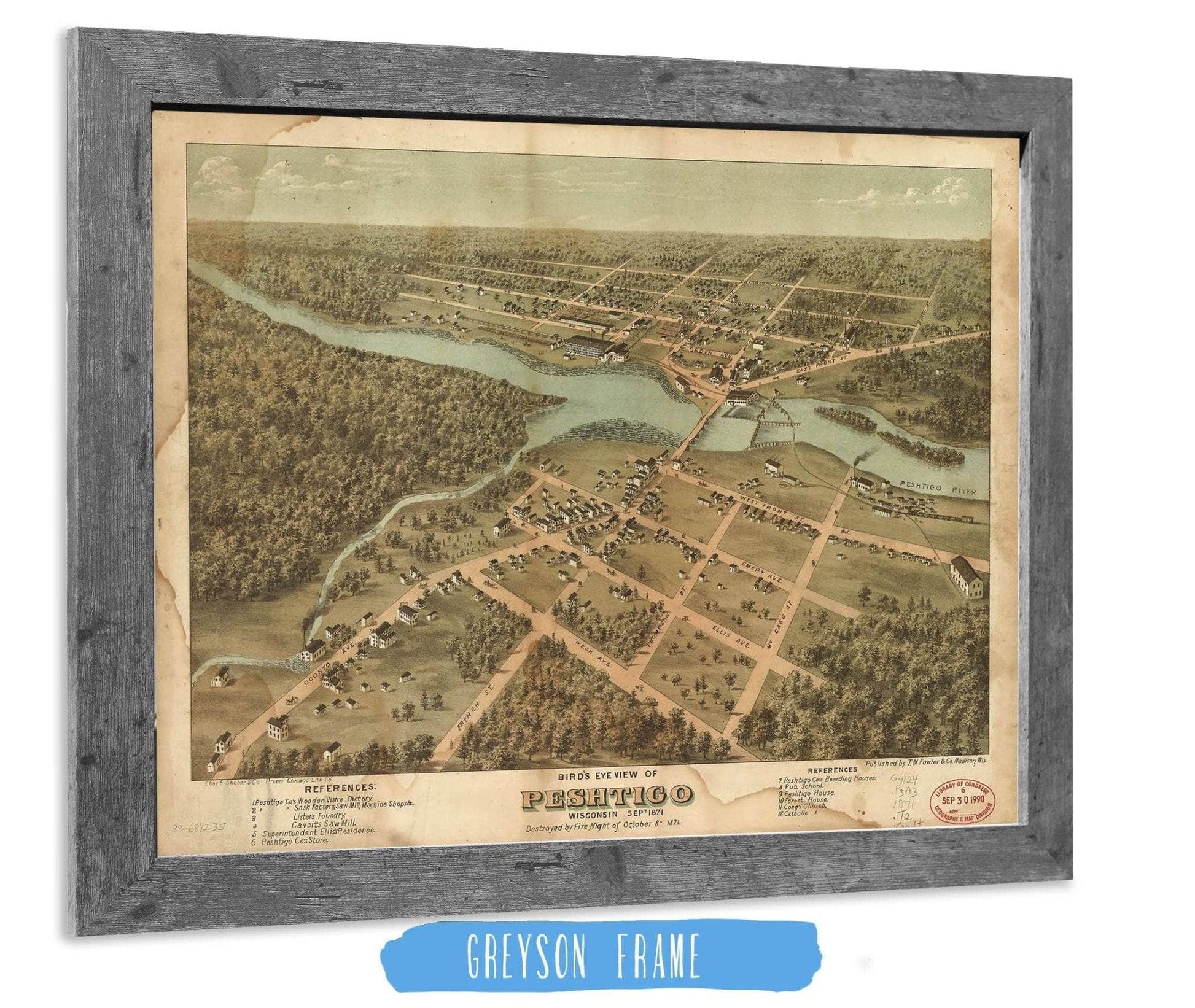 Birds Eye View Of Peshtigo Wisconsin Sept 1871 State of Wisconsin