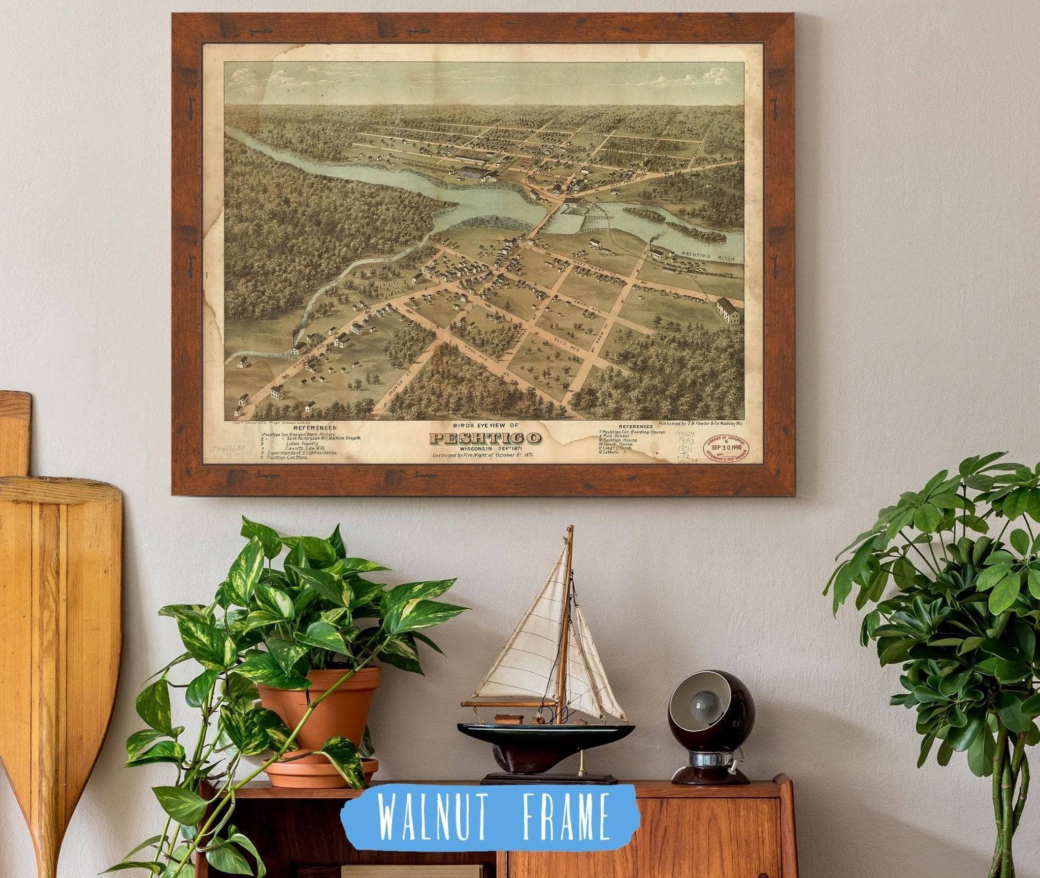 Birds Eye View Of Peshtigo Wisconsin Sept 1871 State of Wisconsin
