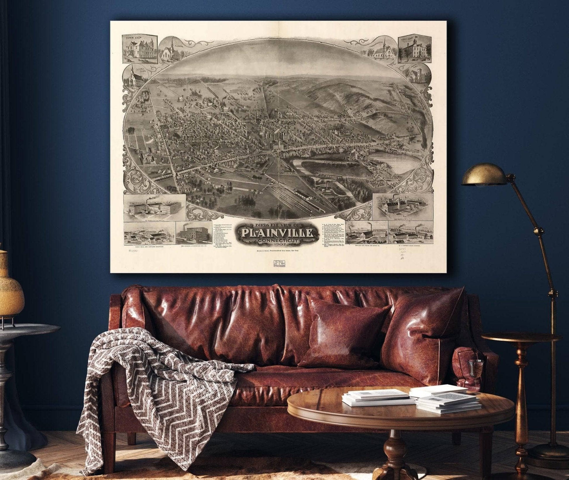 Birds Eye View Of Plainville Connecticut 1907 State of Connecticut