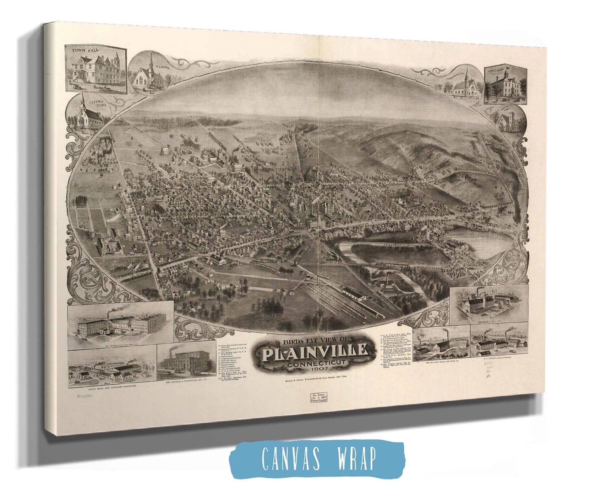 Birds Eye View Of Plainville Connecticut 1907 State of Connecticut