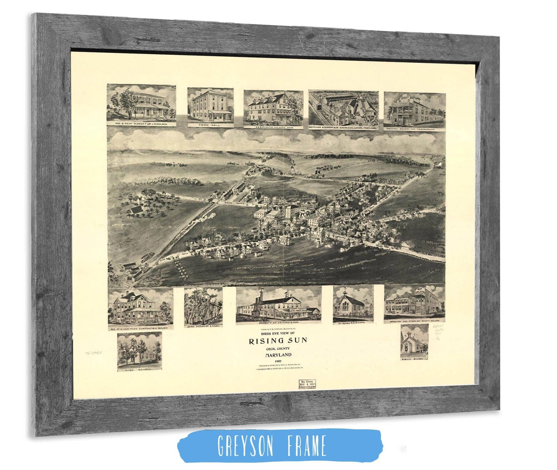 Birds Eye View Of Rising Sun Cecil County Maryland 1907 State of Maryland