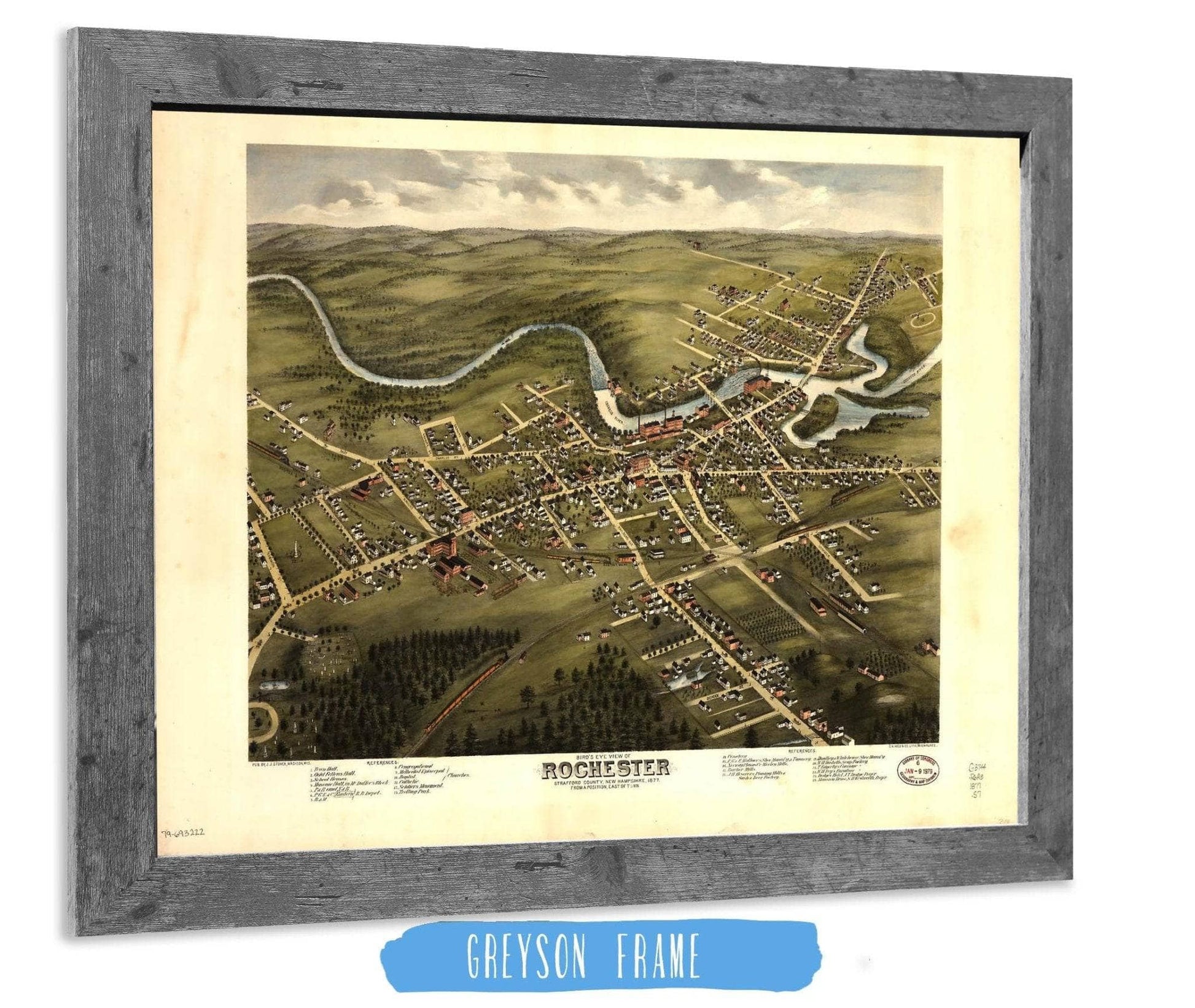 Birds Eye View Of Rochester Strafford County New Hampshire 1877 State of New Hampshire