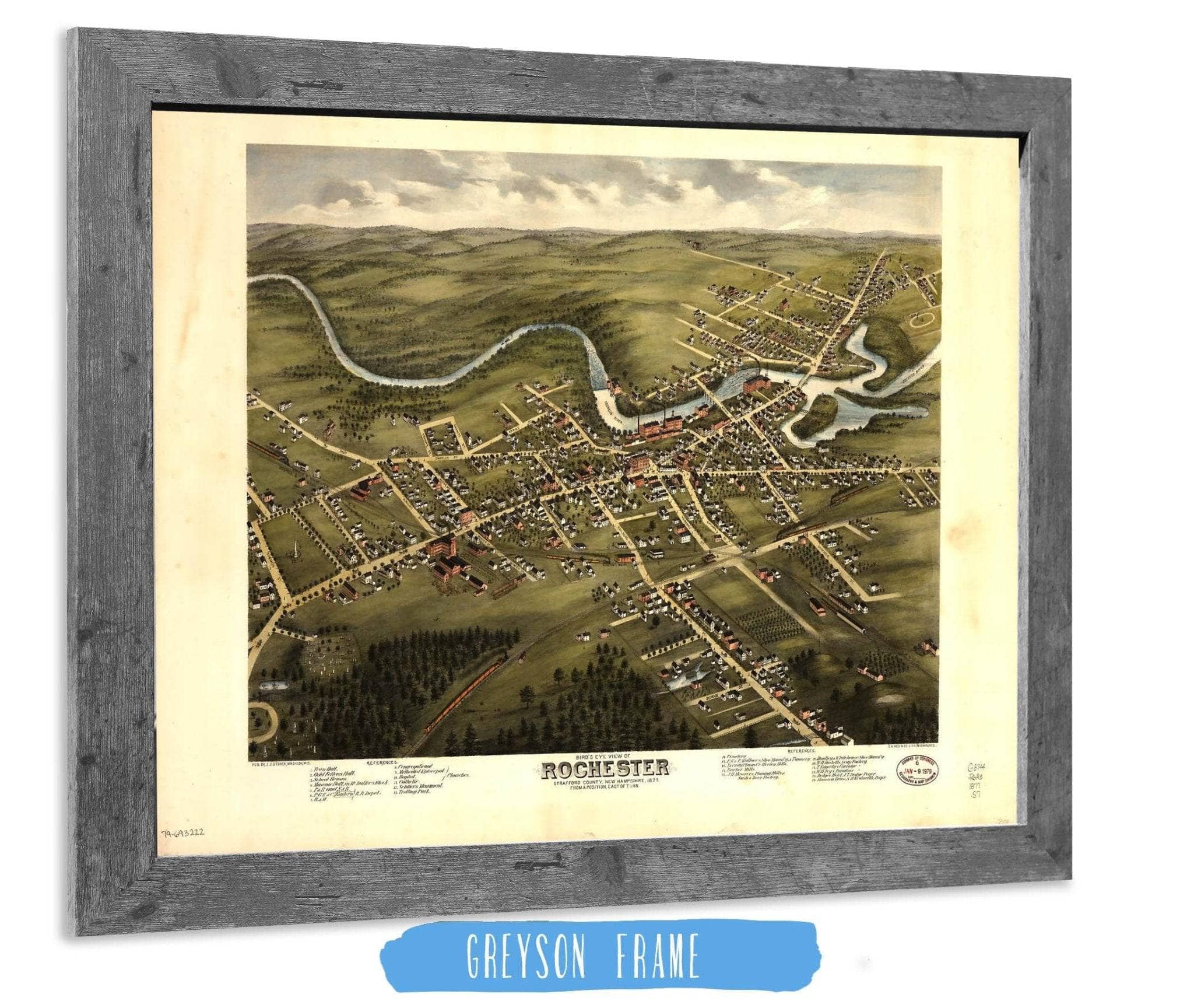 Birds Eye View Of Rochester Strafford County New Hampshire 1877 State of New Hampshire