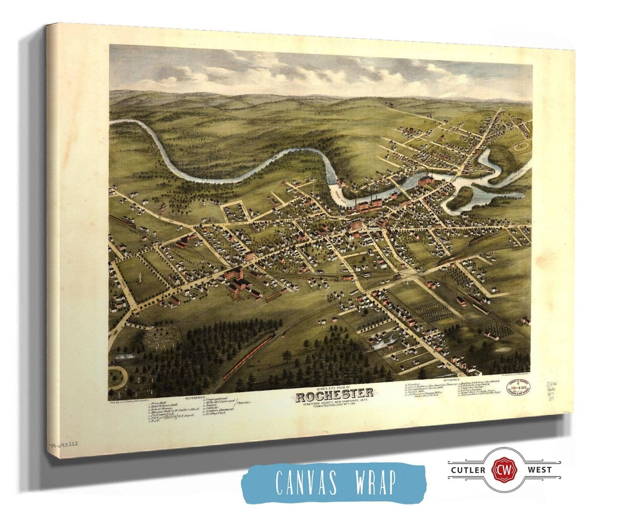 Birds Eye View Of Rochester Strafford County New Hampshire 1877 State of New Hampshire