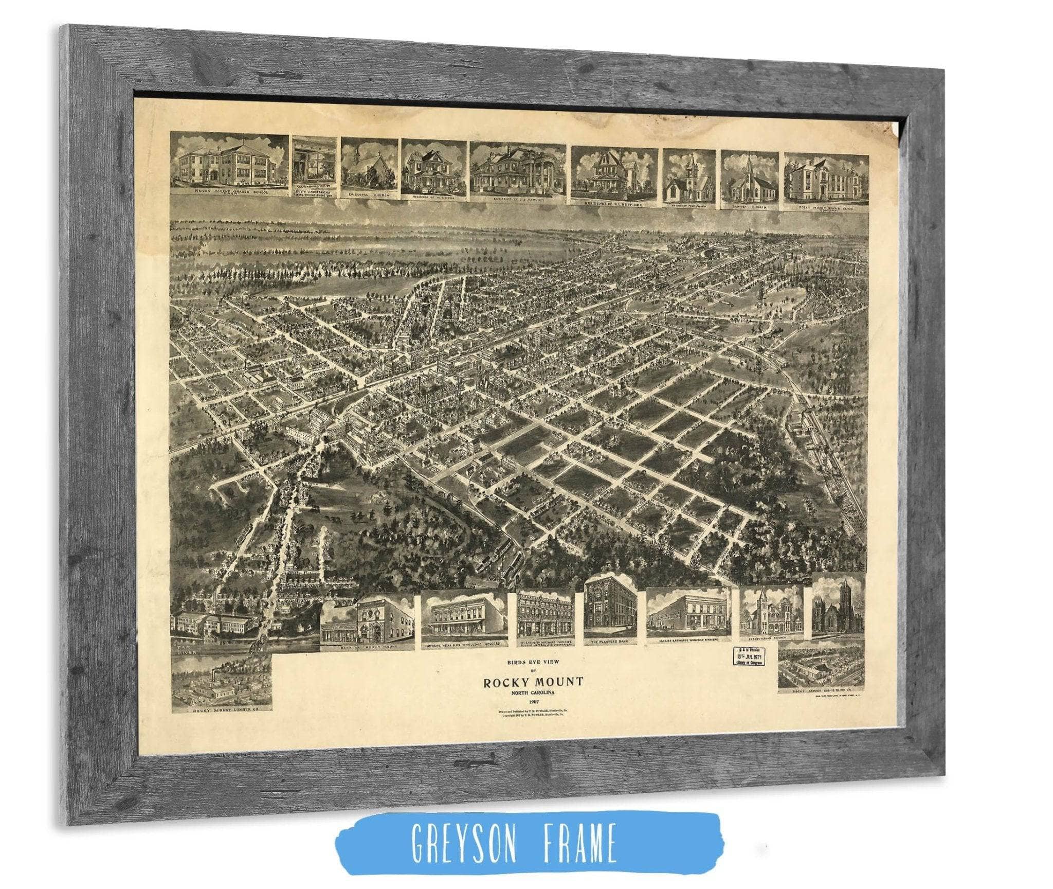Birds Eye View Of Rocky Mount North Carolina 1907 State of North Carolina