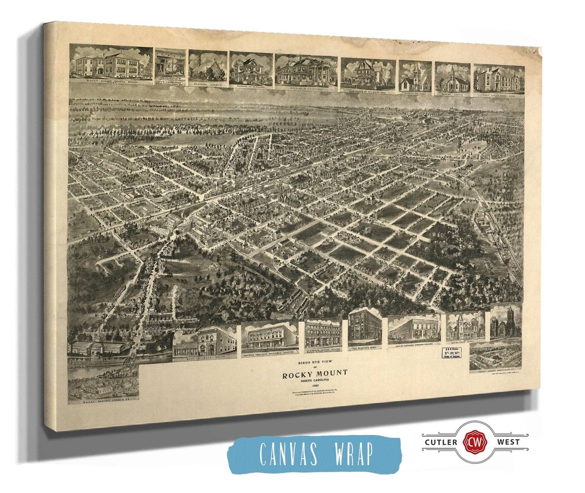 Birds Eye View Of Rocky Mount North Carolina 1907 State of North Carolina