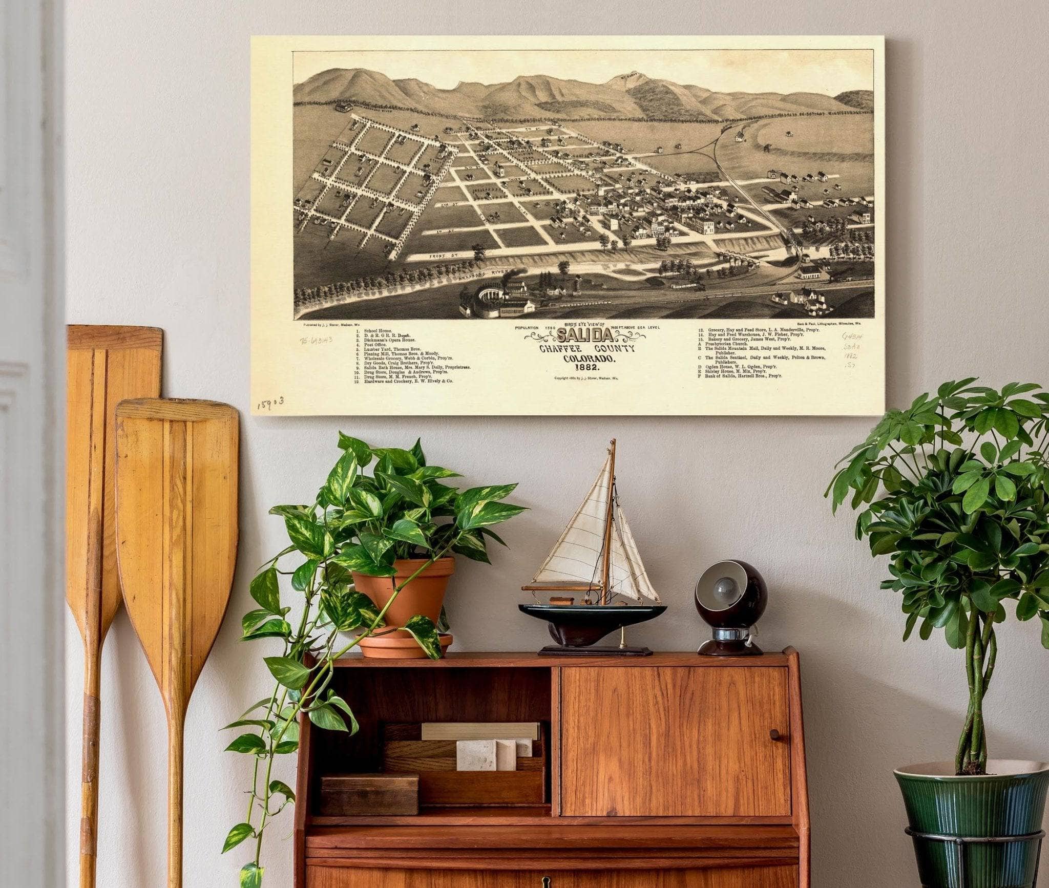 Birds Eye View Of Salida Chaffee County Colorado 1882