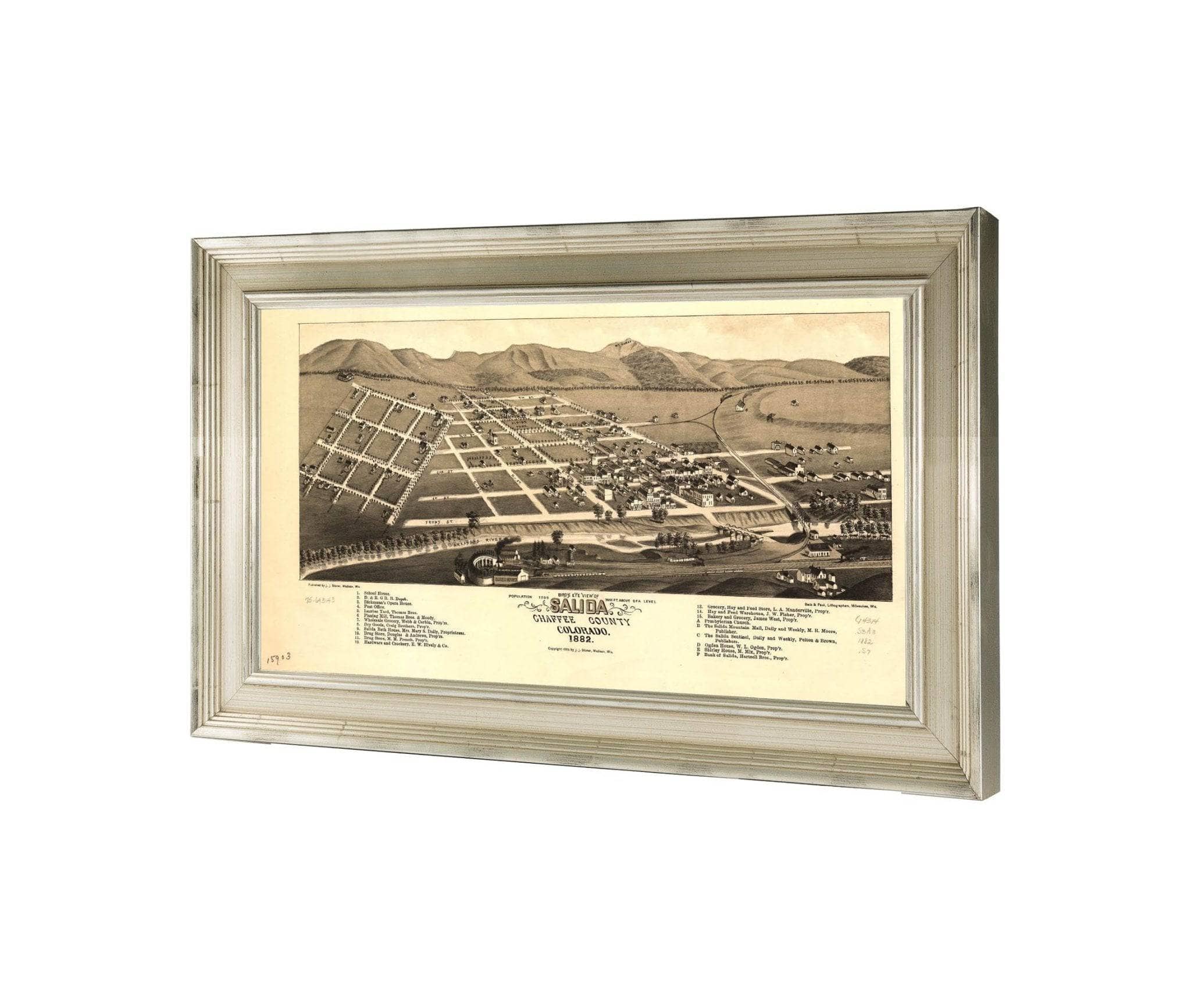 Birds Eye View Of Salida Chaffee County Colorado 1882