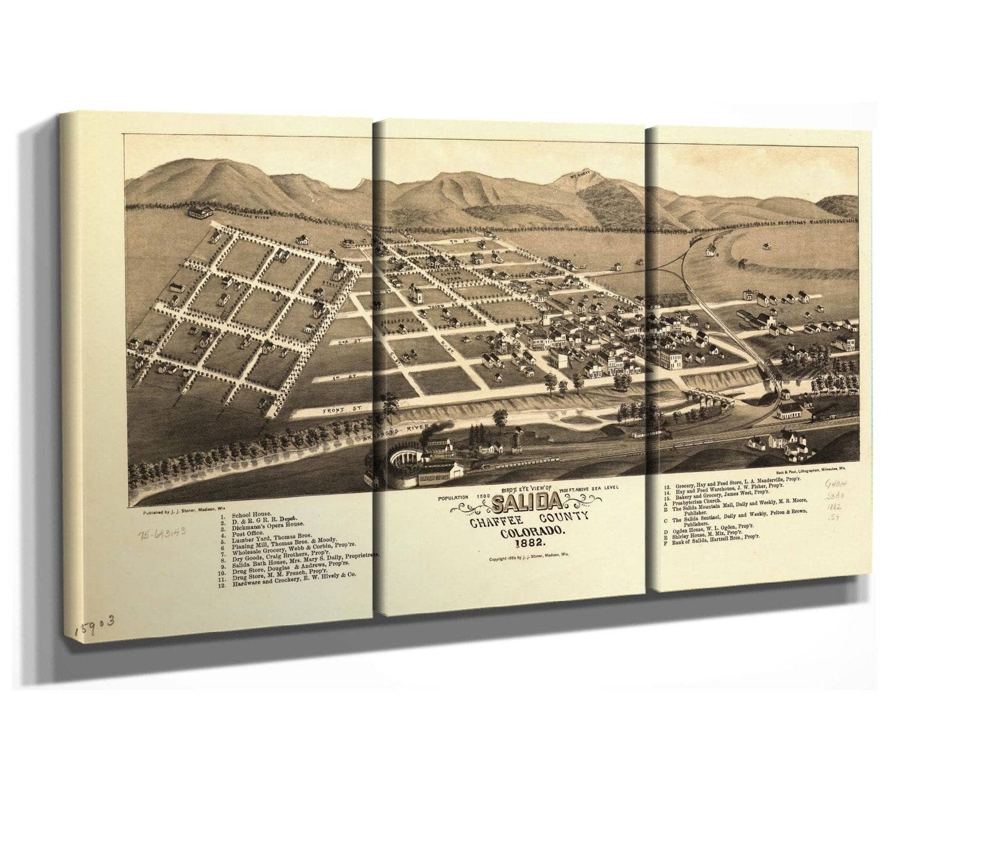 Birds Eye View Of Salida Chaffee County Colorado 1882