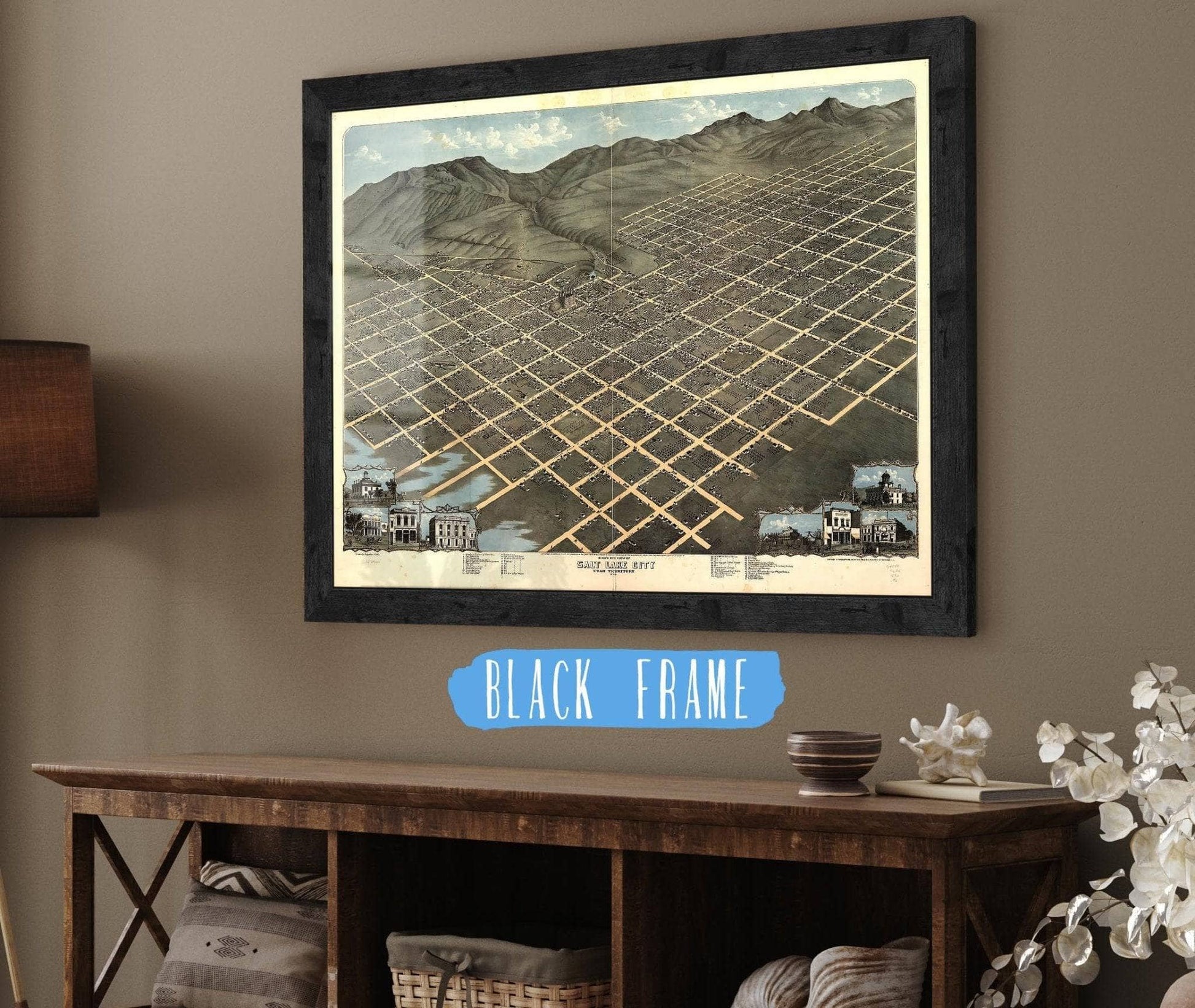 Birds Eye View Of Salt Lake City Utah Territory 1870 State of Utah