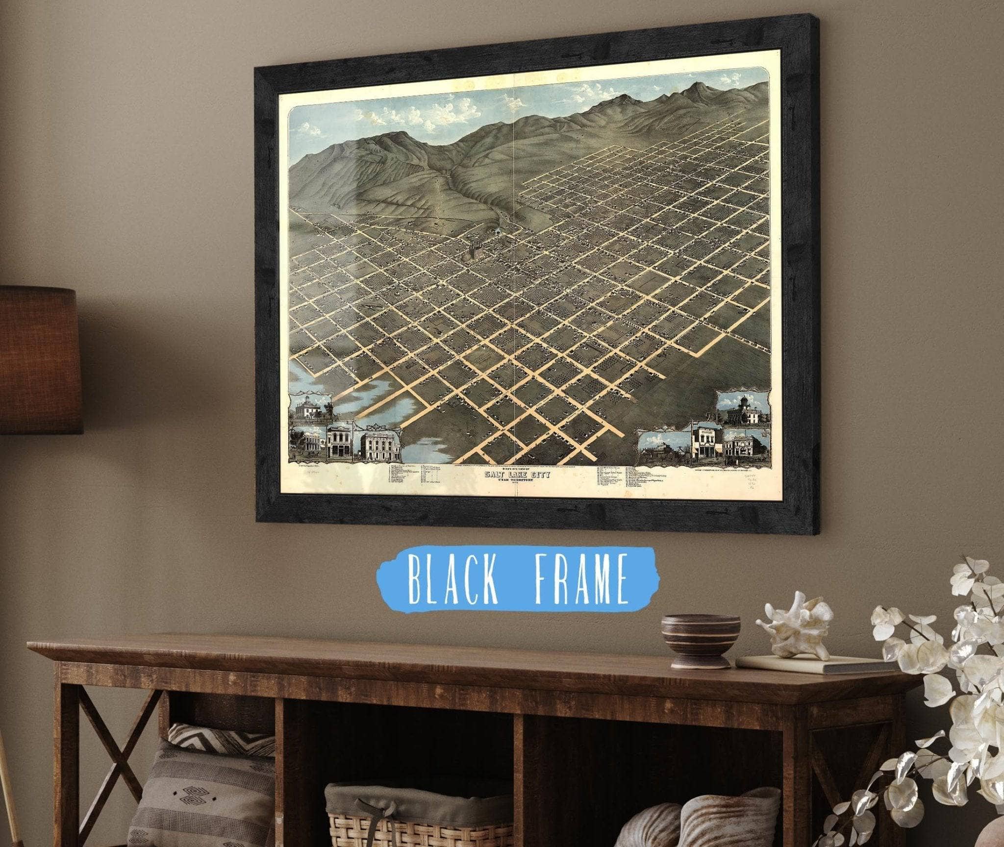 Birds Eye View Of Salt Lake City Utah Territory 1870 State of Utah
