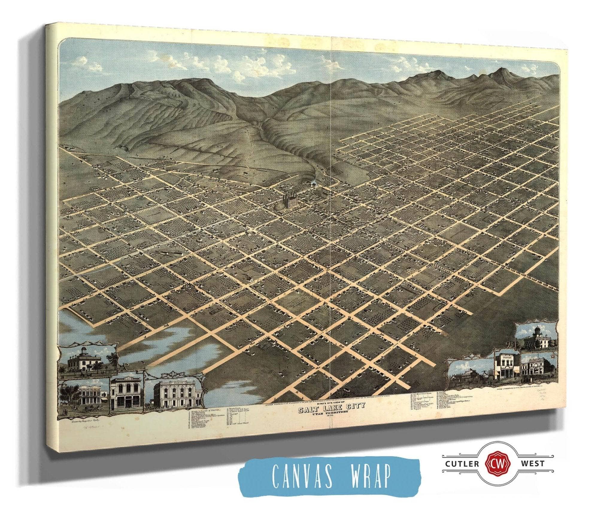 Birds Eye View Of Salt Lake City Utah Territory 1870 State of Utah