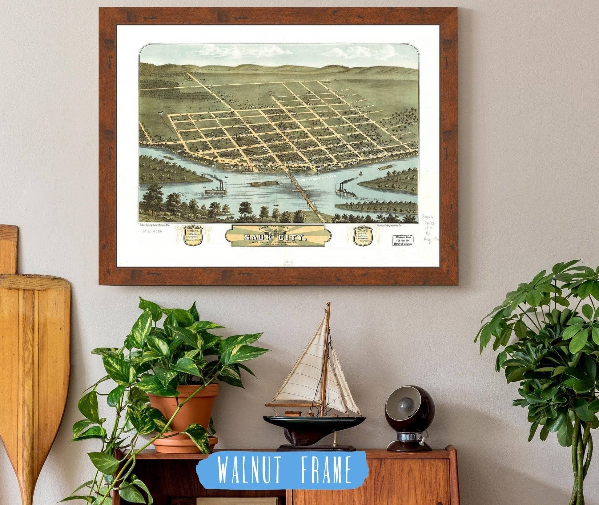 Birds Eye View Of Sauk City Sauk County Wisconsin 1870 State of Wisconsin