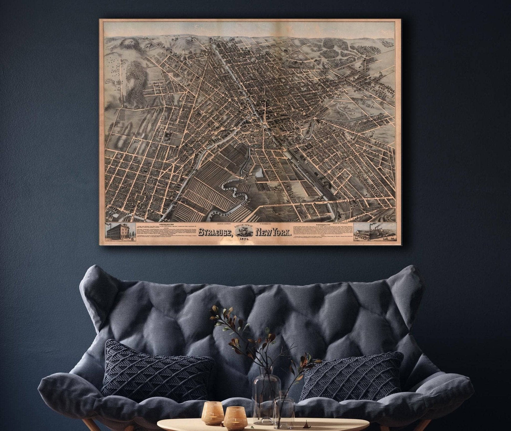 Birds Eye View Of Syracuse New York  1874 State of New York