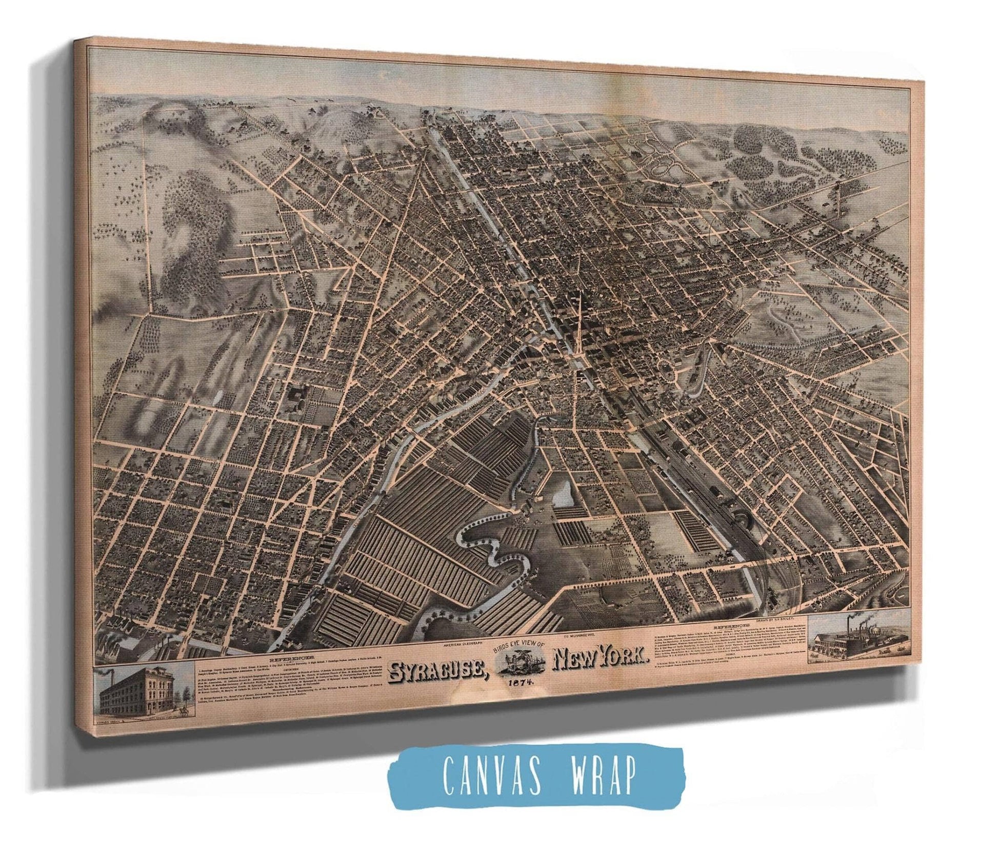 Birds Eye View Of Syracuse New York  1874 State of New York