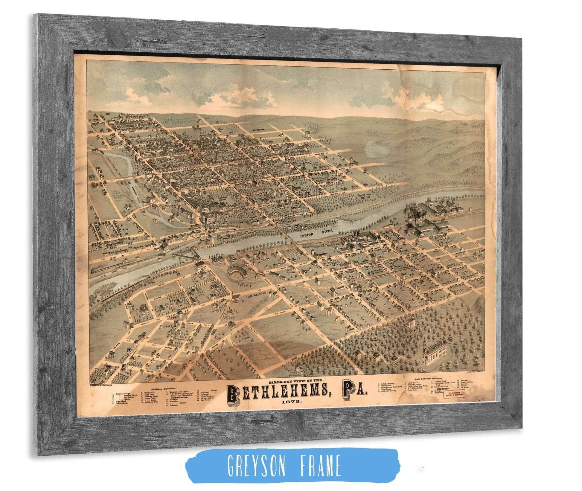 Birds Eye View Of The Bethlehems Pa State of Pennsylvania