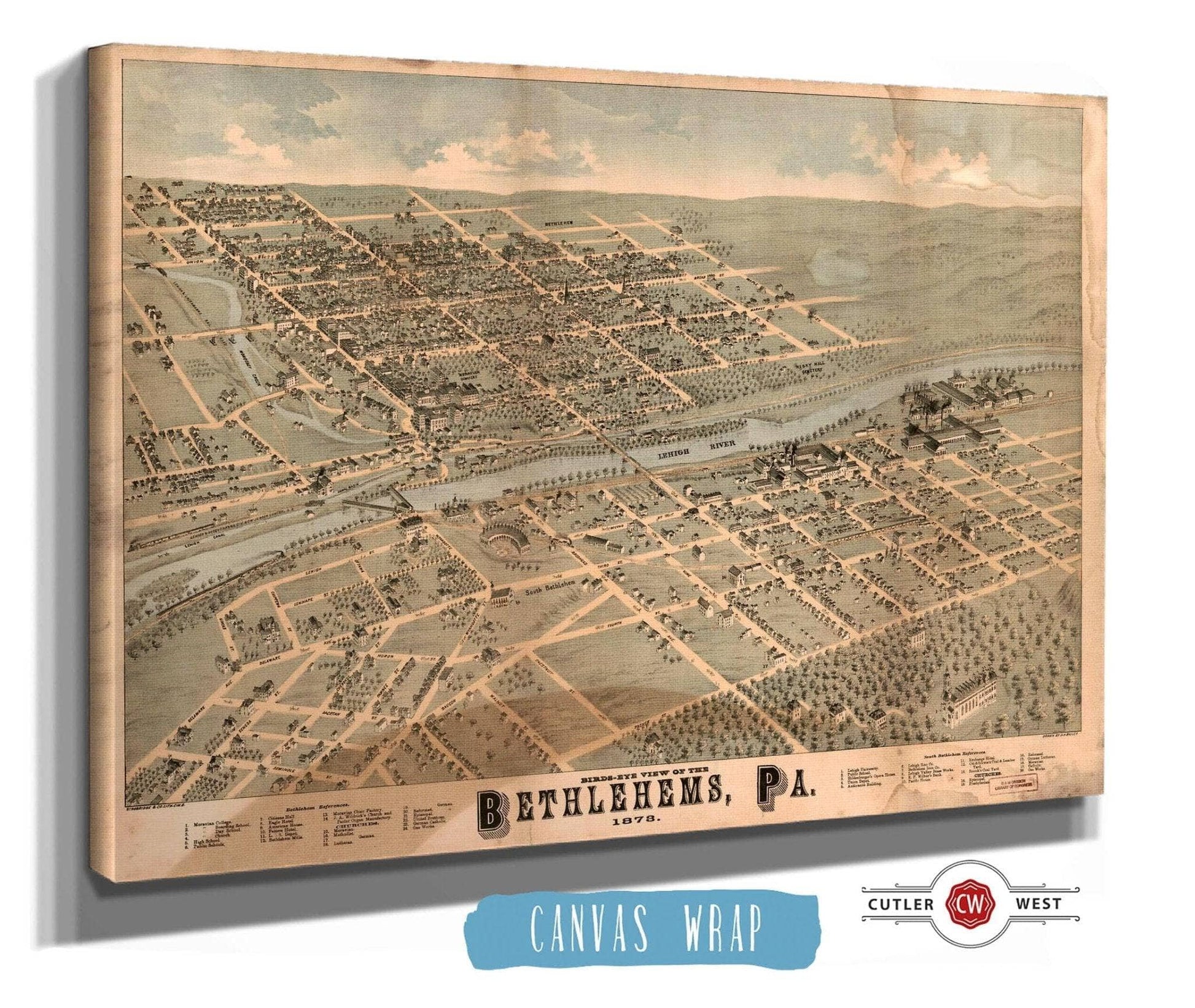 Birds Eye View Of The Bethlehems Pa State of Pennsylvania