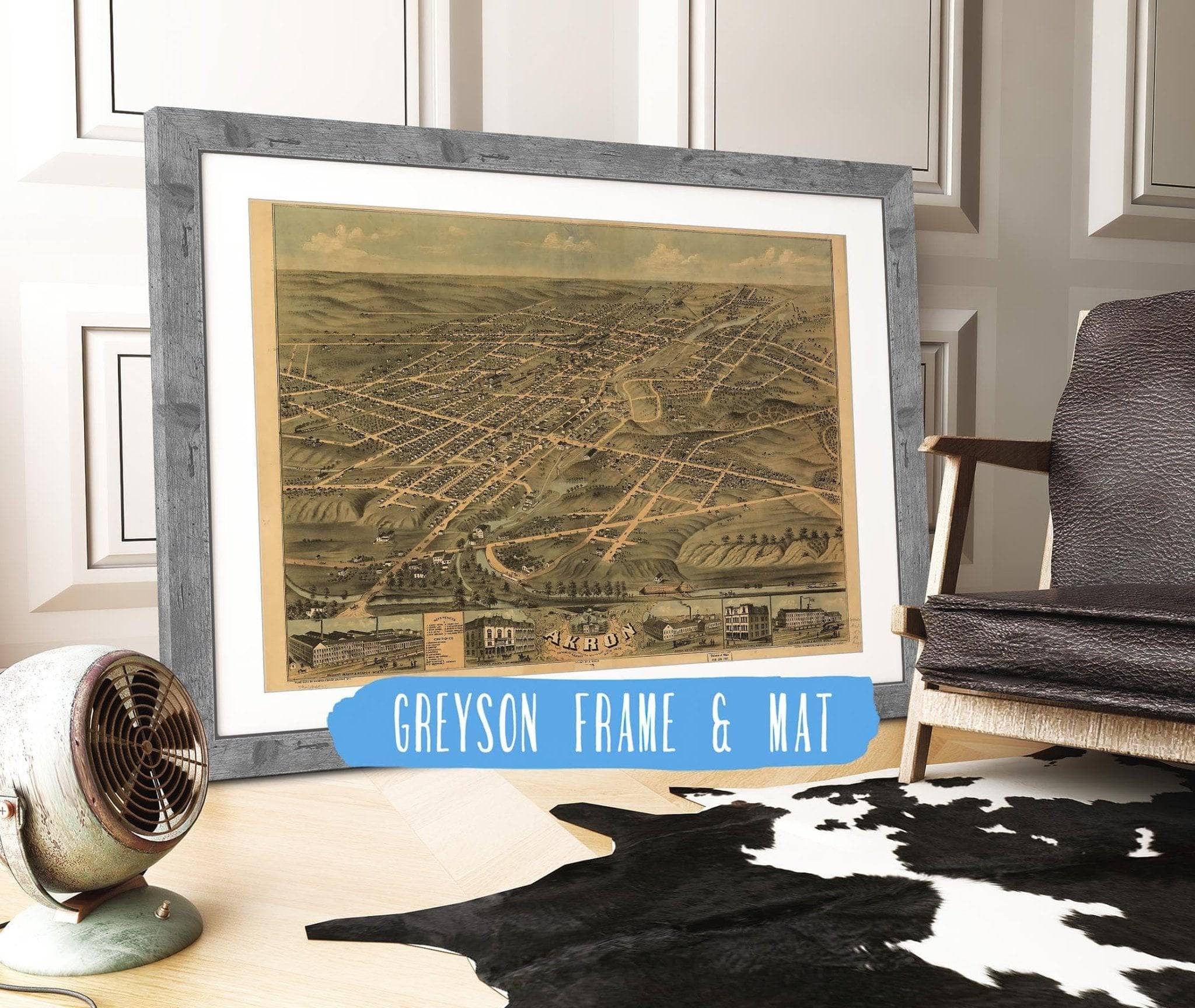 Birds Eye View Of The City Of Akron Summit County Ohio 1870 State of Ohio
