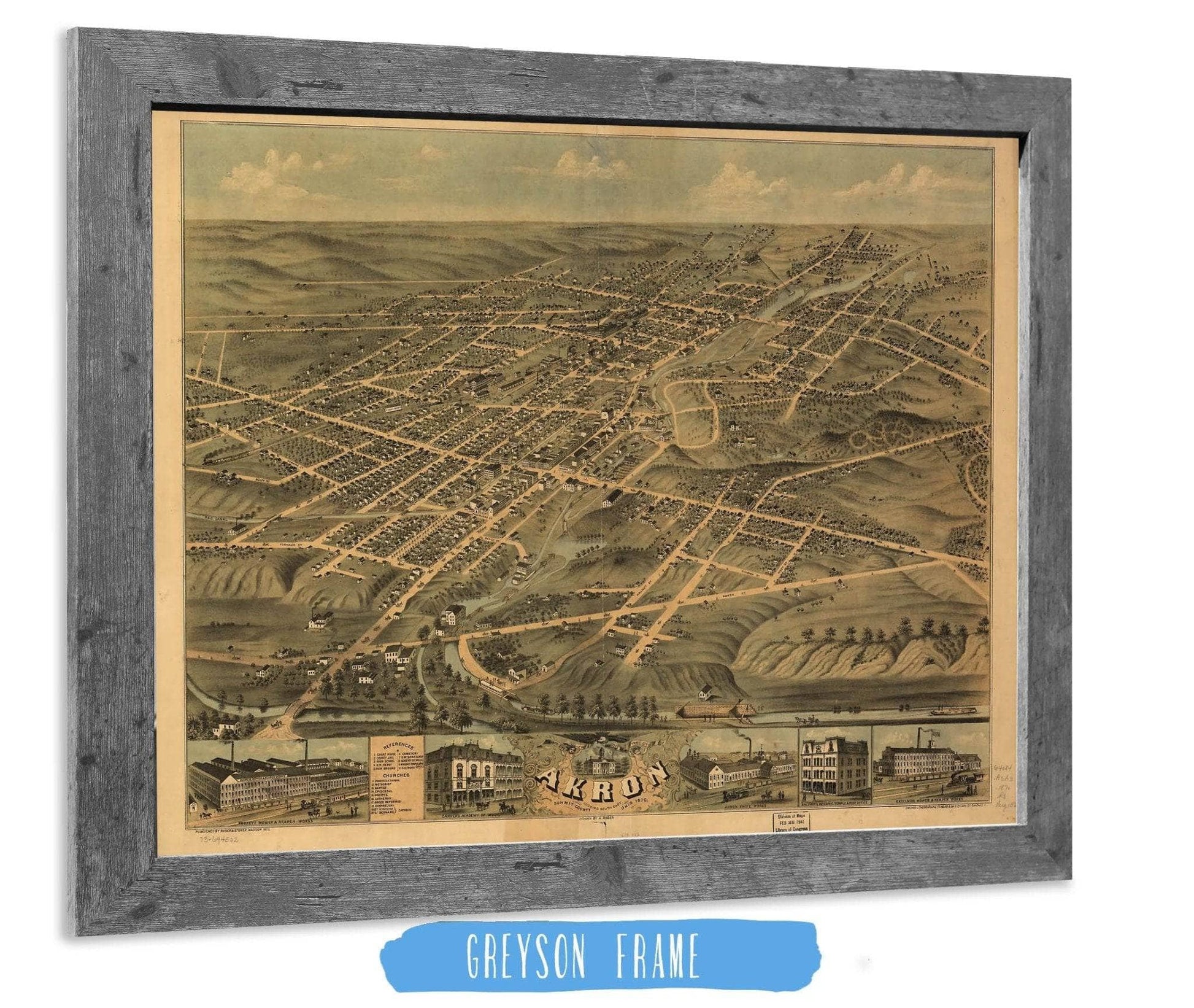 Birds Eye View Of The City Of Akron Summit County Ohio 1870 State of Ohio