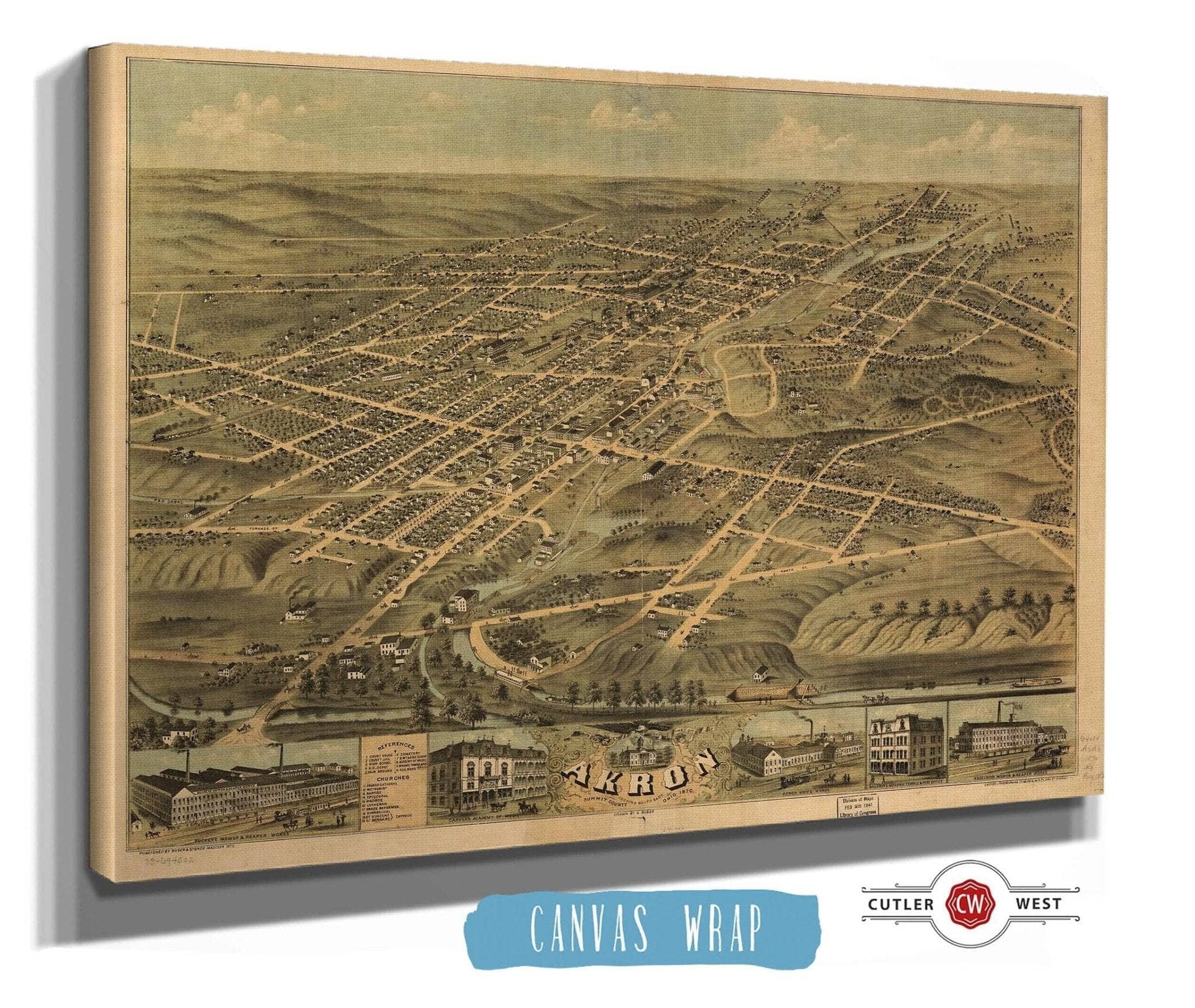 Birds Eye View Of The City Of Akron Summit County Ohio 1870 State of Ohio