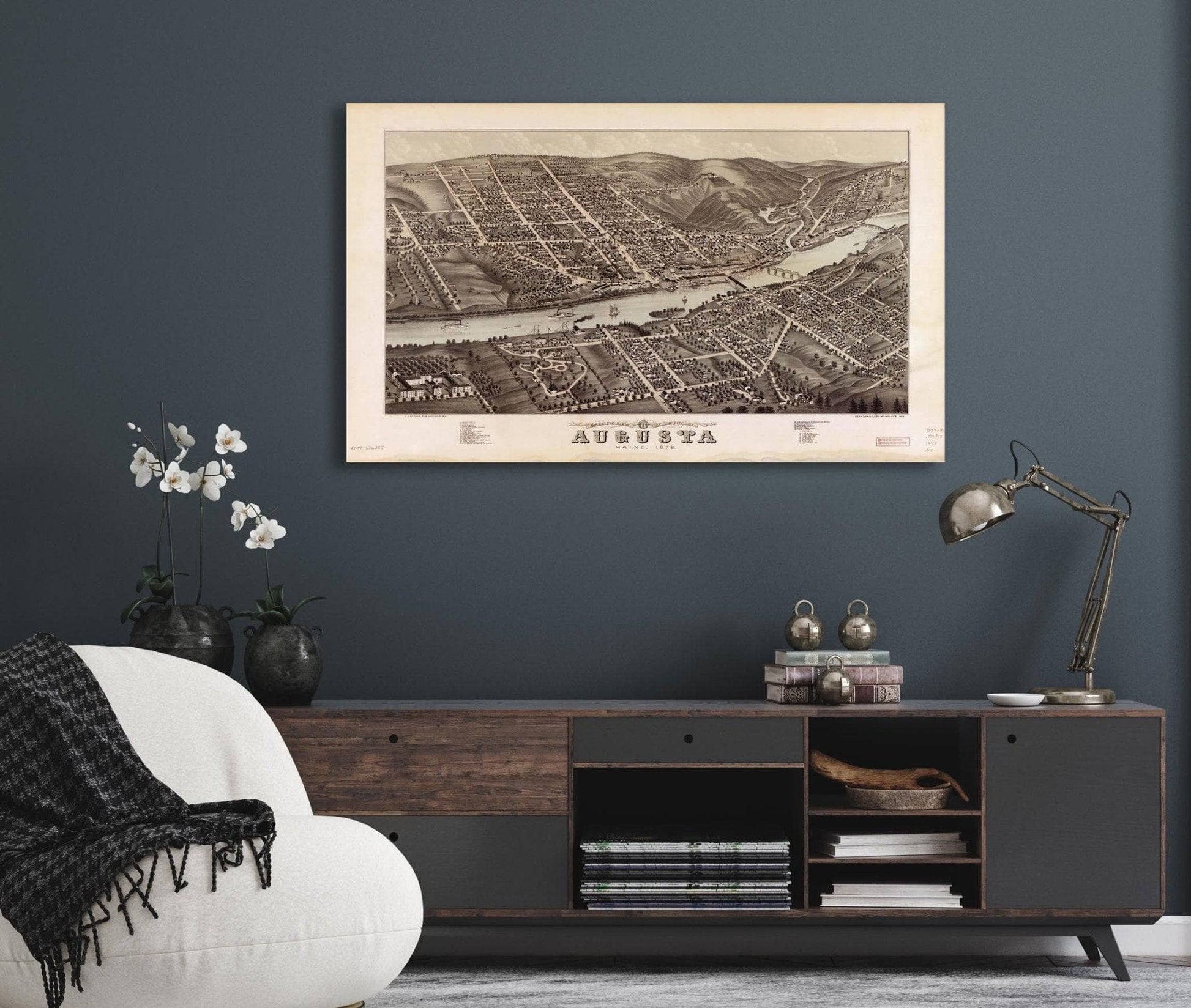 Birds Eye View Of The City Of Augusta Maine 1878  State Of Maine