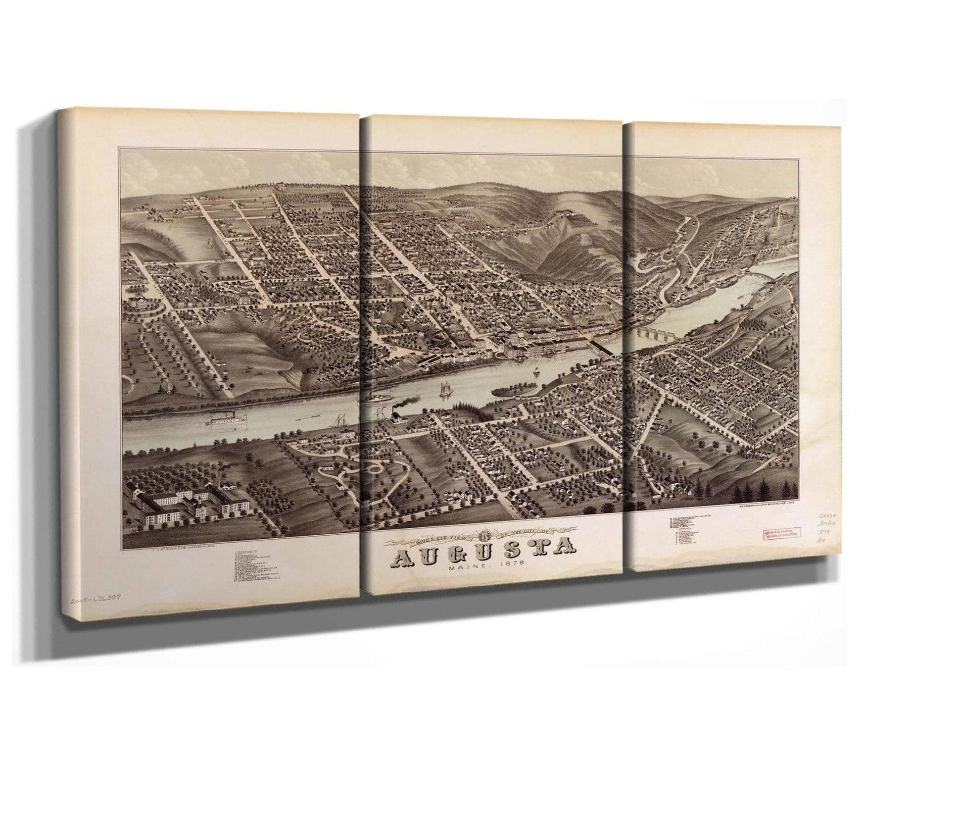 Birds Eye View Of The City Of Augusta Maine 1878  State Of Maine