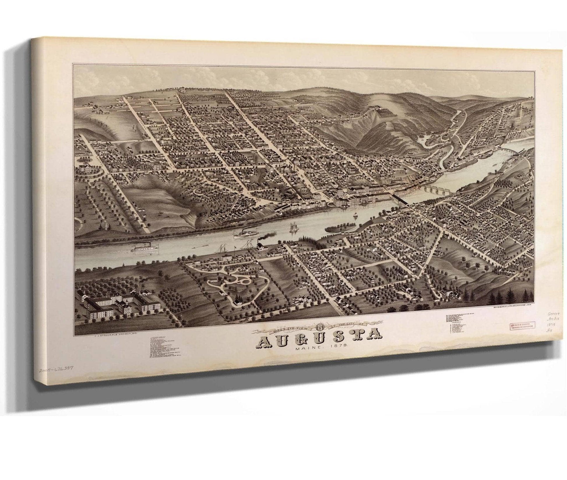 Birds Eye View Of The City Of Augusta Maine 1878  State Of Maine