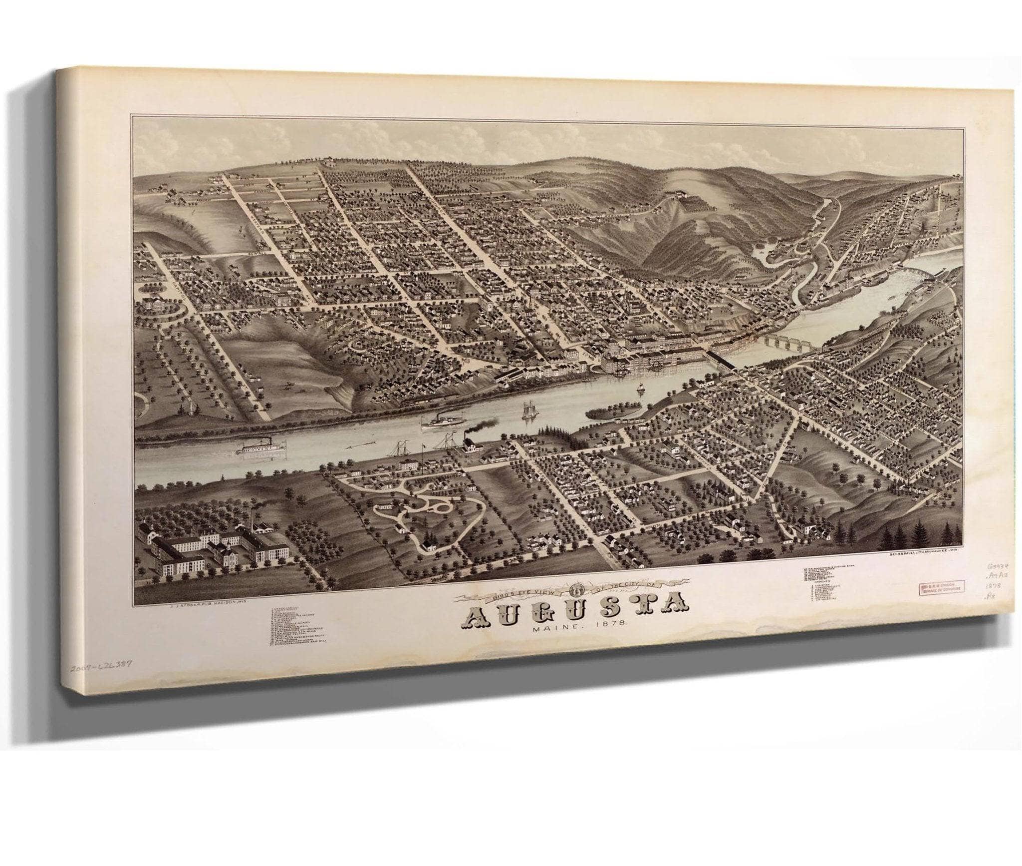 Birds Eye View Of The City Of Augusta Maine 1878  State Of Maine