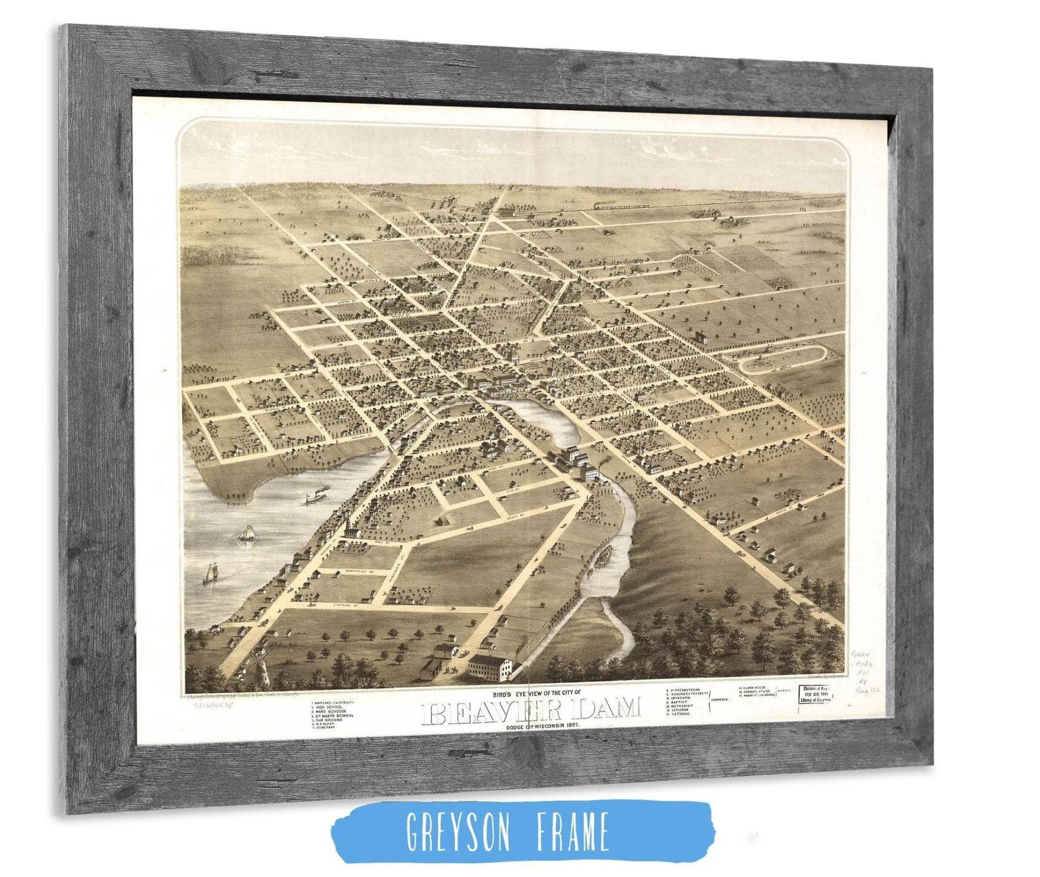 Birds Eye View Of The City Of Beaver Dam Dodge Co Wisconsin 1867 State of Wisconsin