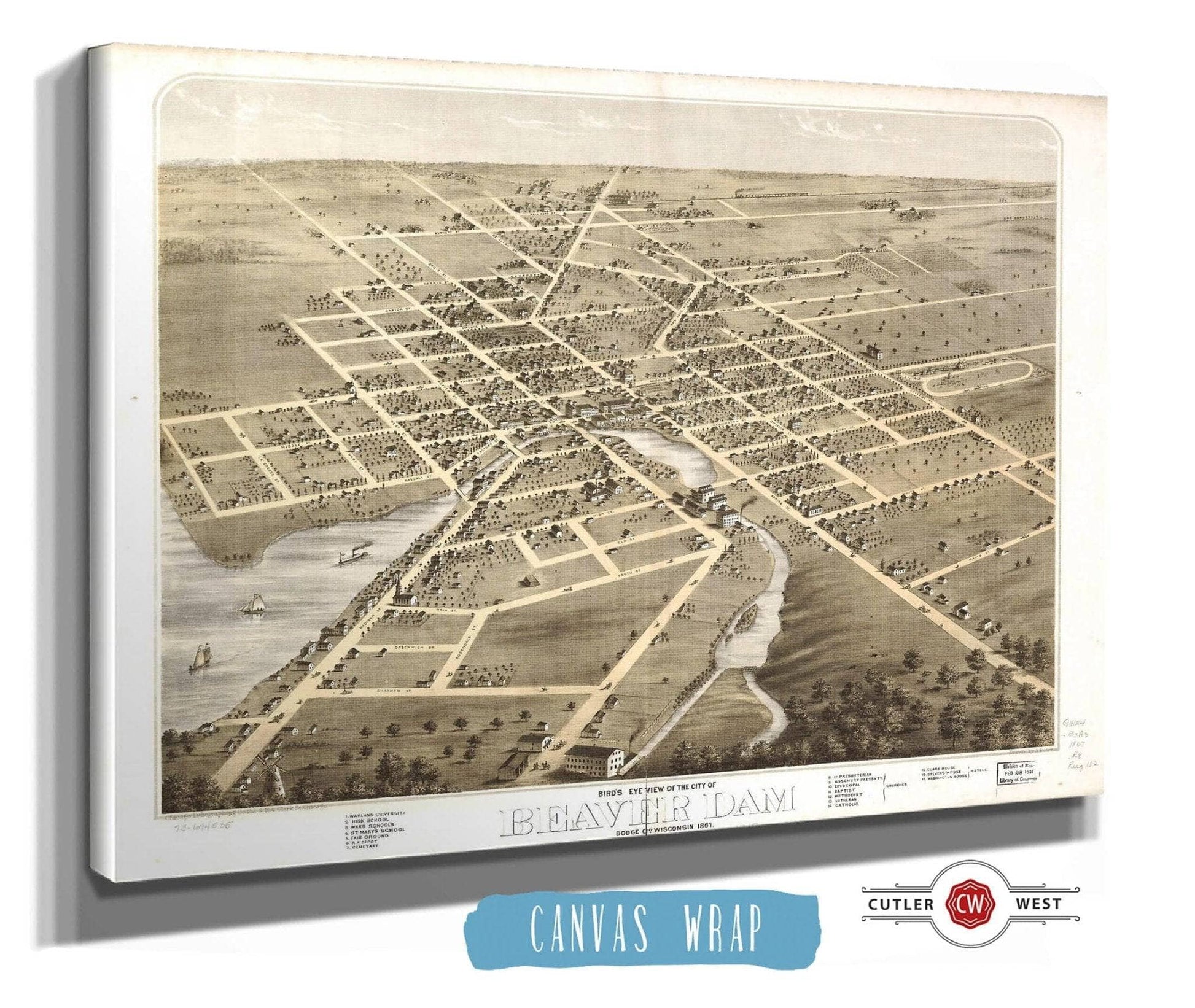 Birds Eye View Of The City Of Beaver Dam Dodge Co Wisconsin 1867 State of Wisconsin