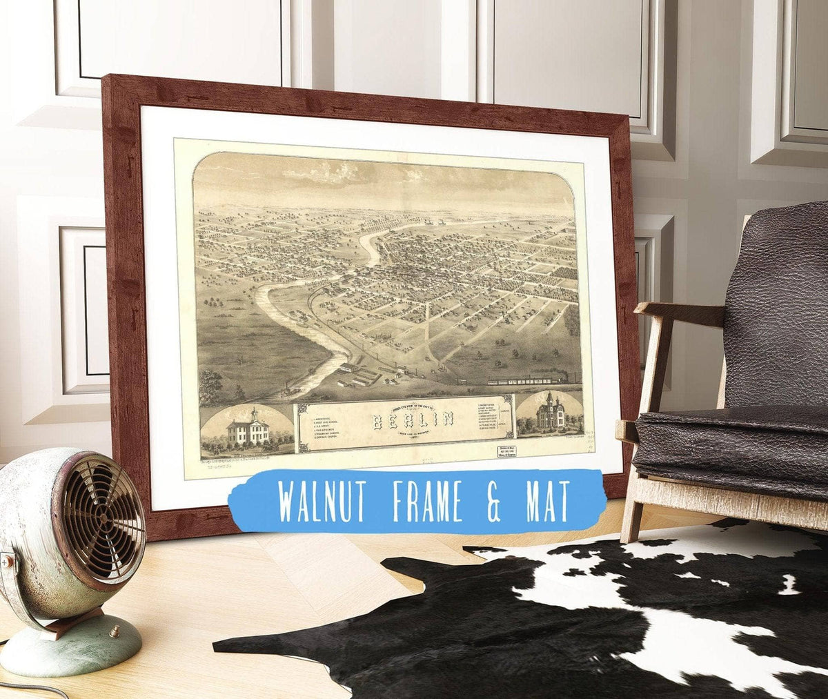 Birds Eye View Of The City Of Berlin Green Lake Co Wisconsin 1867 State of Wisconsin