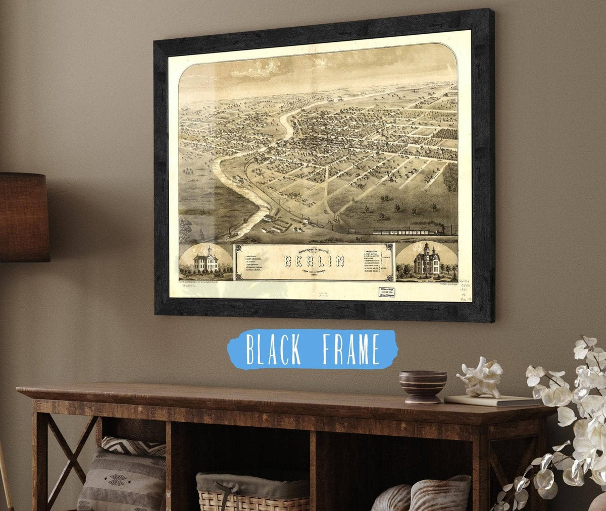 Birds Eye View Of The City Of Berlin Green Lake Co Wisconsin 1867 State of Wisconsin