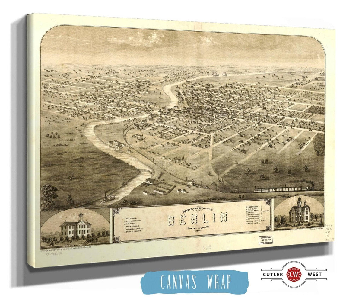 Birds Eye View Of The City Of Berlin Green Lake Co Wisconsin 1867 State of Wisconsin