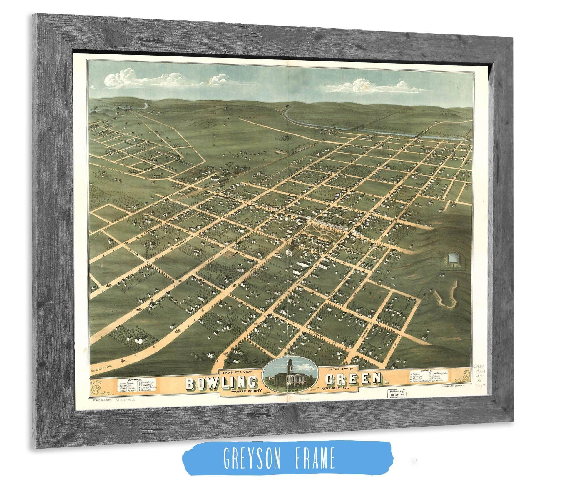 Birds Eye View Of The City Of Bowling Green Warren County Kentucky 1871 State of Kentucky