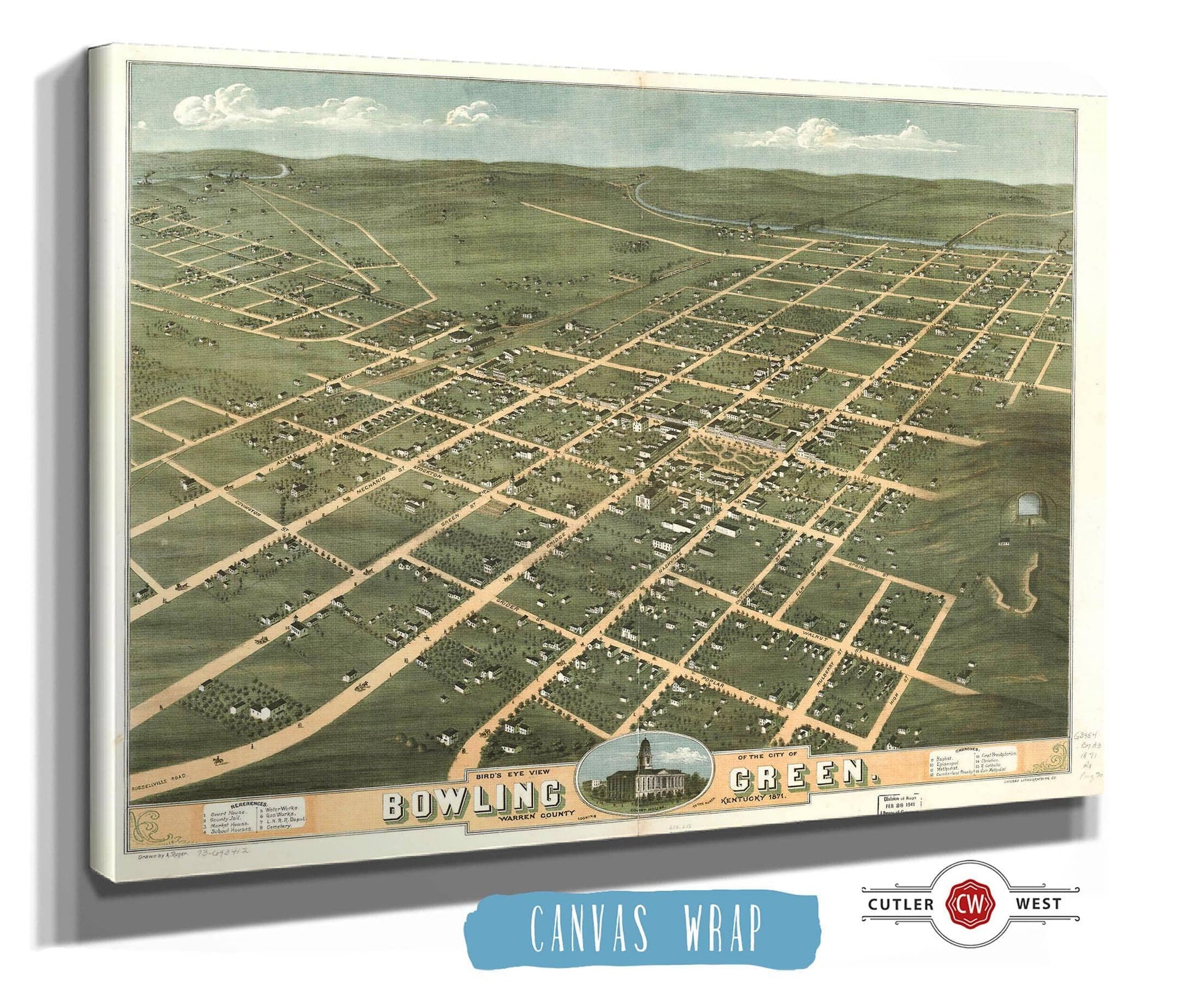 Birds Eye View Of The City Of Bowling Green Warren County Kentucky 1871 State of Kentucky
