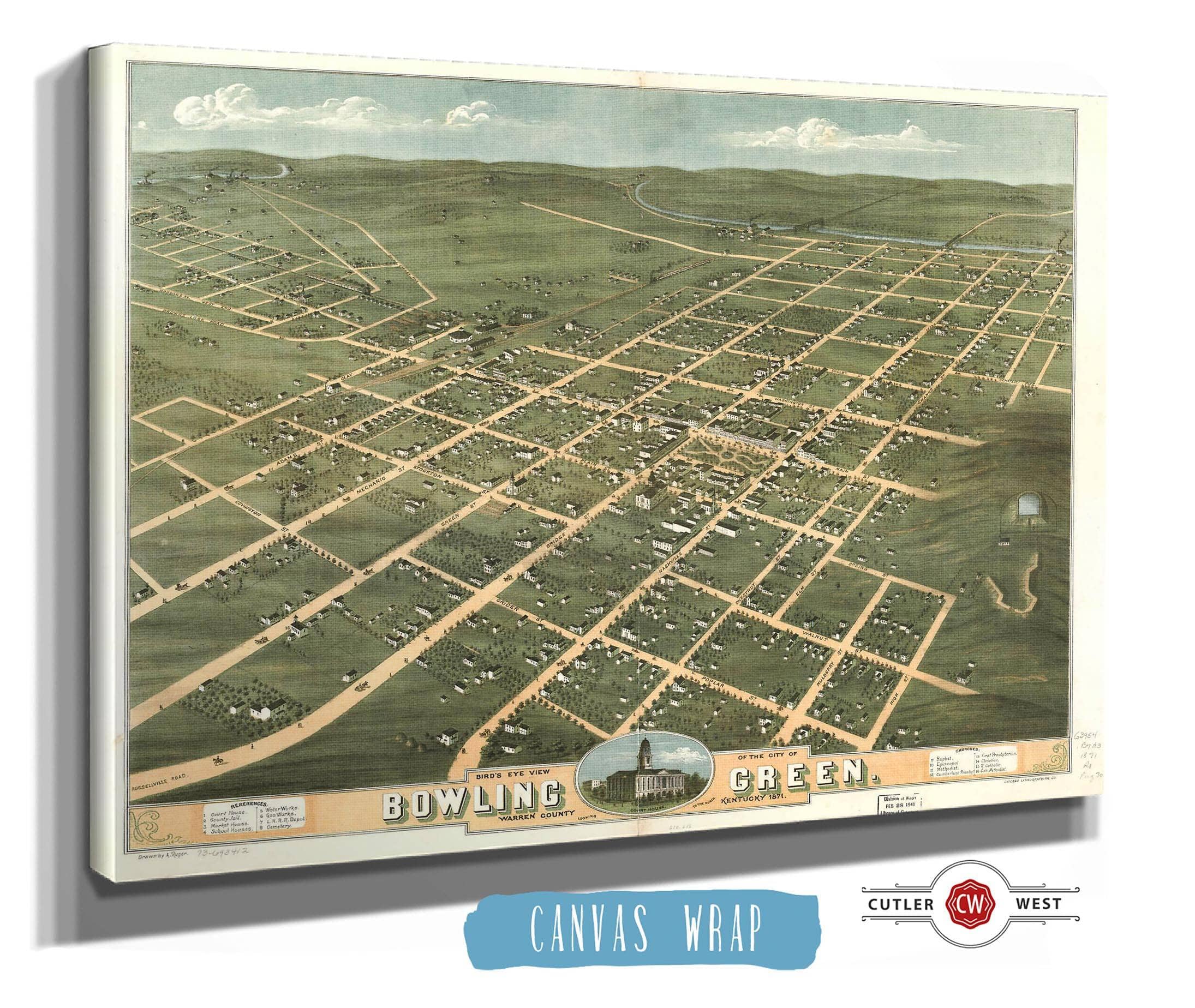 Birds Eye View Of The City Of Bowling Green Warren County Kentucky 1871 State of Kentucky