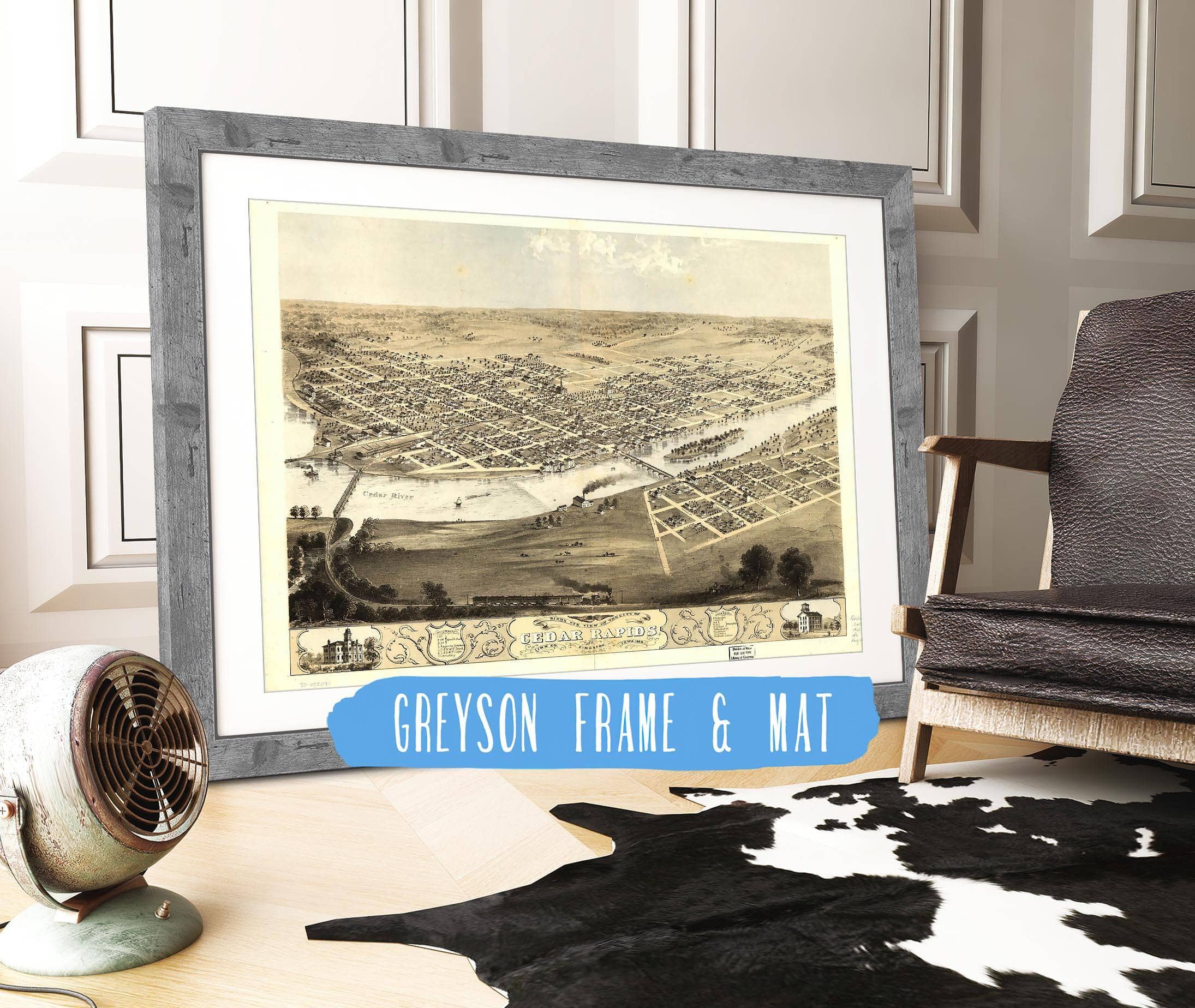 Birds Eye View Of The City Of Cedar Rapids And Kingston Linn Co Iowa 1868 State of Iowa