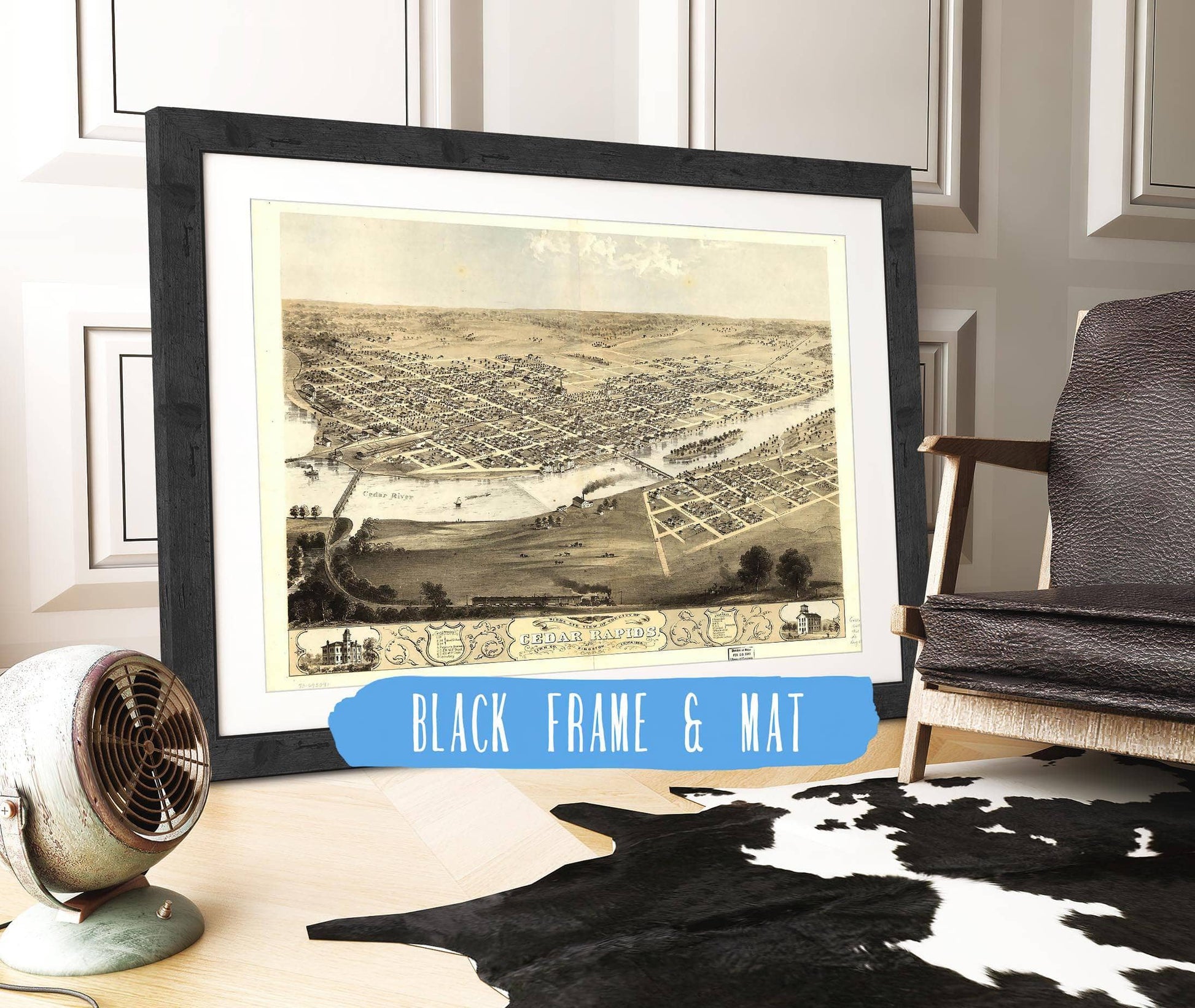 Birds Eye View Of The City Of Cedar Rapids And Kingston Linn Co Iowa 1868 State of Iowa