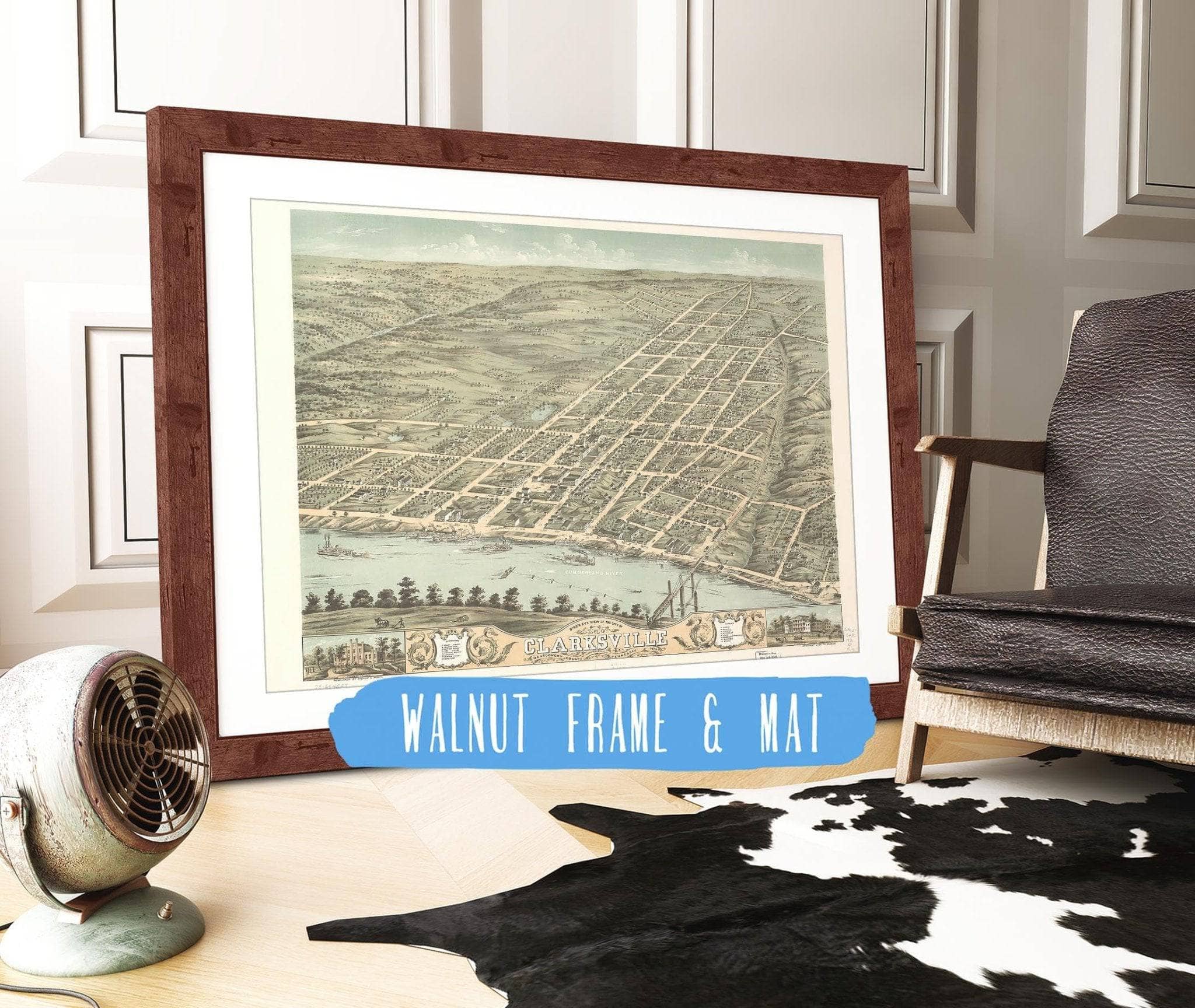 Birds Eye View Of The City Of Clarksville Montgomery County Tennessee 1870 State of Tennessee