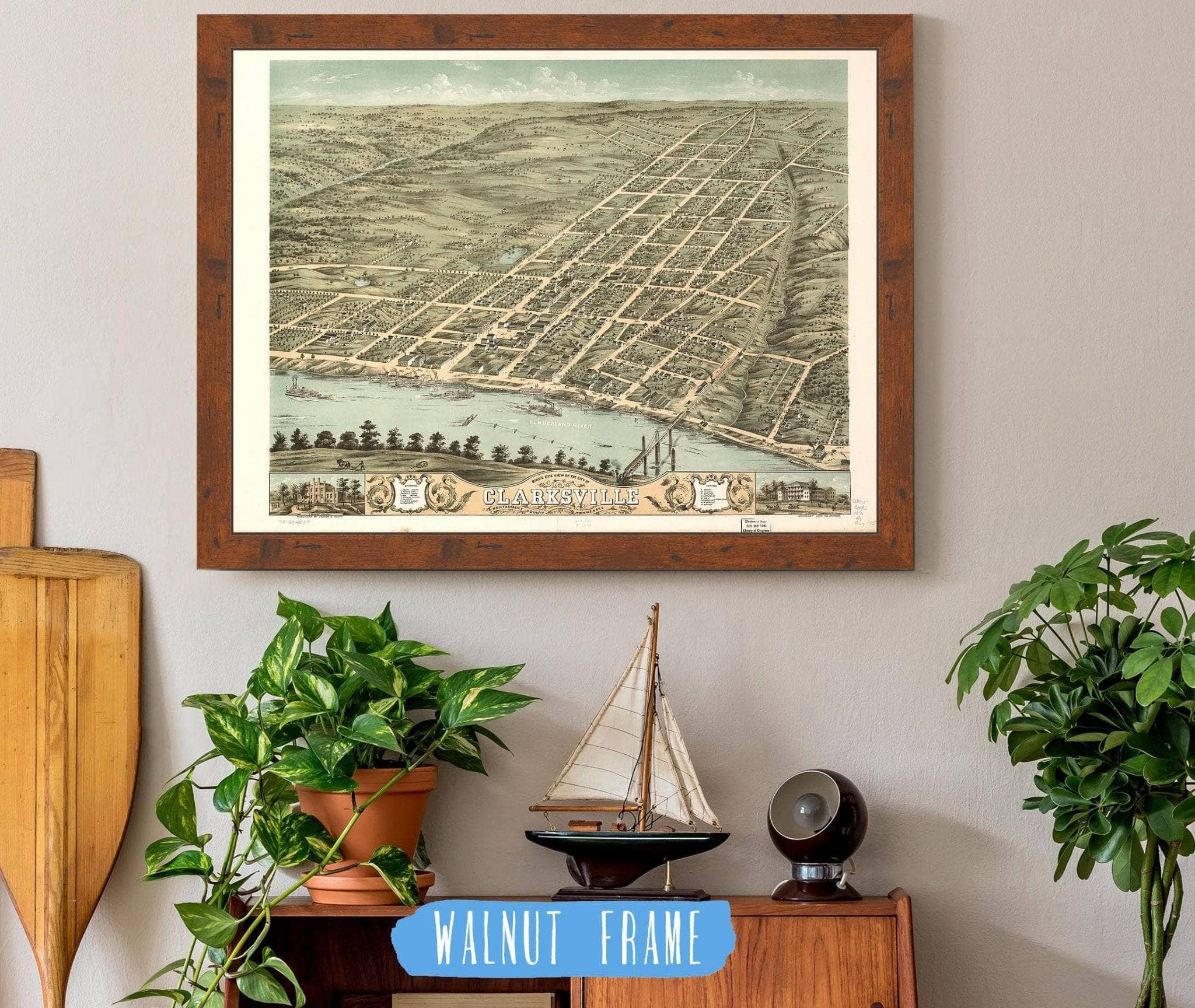Birds Eye View Of The City Of Clarksville Montgomery County Tennessee 1870 State of Tennessee