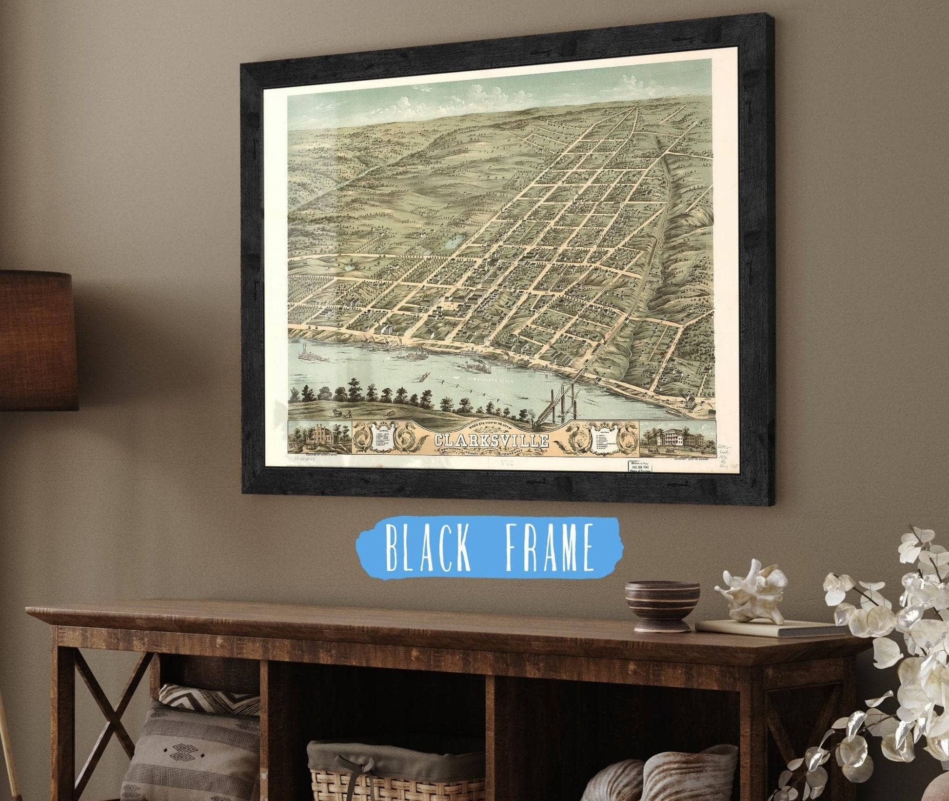 Birds Eye View Of The City Of Clarksville Montgomery County Tennessee 1870 State of Tennessee