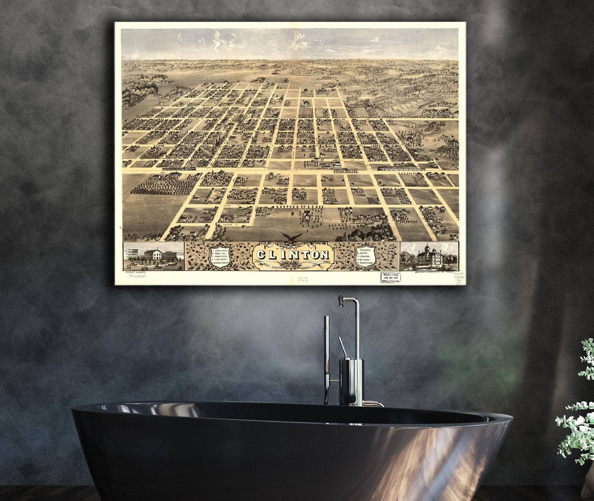 Birds Eye View Of The City Of Clinton Dewitt County Illinois 1869 State of Illinois