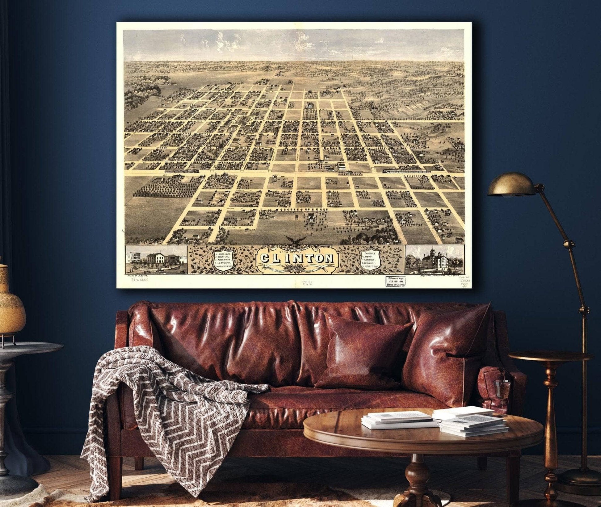 Birds Eye View Of The City Of Clinton Dewitt County Illinois 1869 State of Illinois