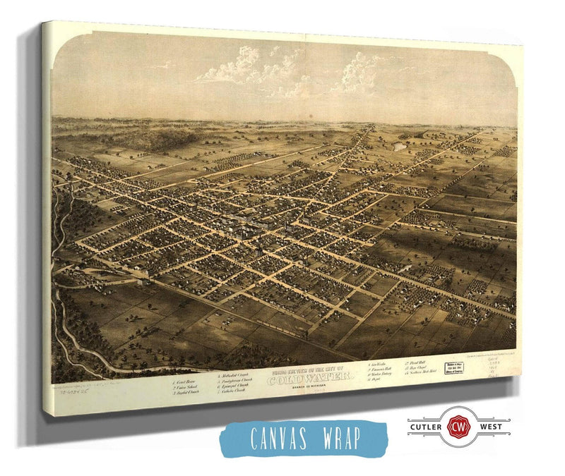 Birds Eye View Of The City Of Coldwater Branch Co Michigan State of Michigan